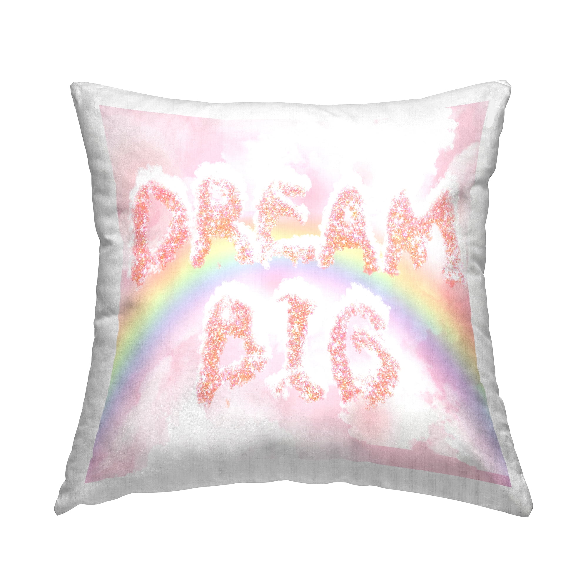 Stupell Industries Dream Big Pastel Dazzling Rainbow Square Decorative Printed Throw Pillow, 18 x 18,