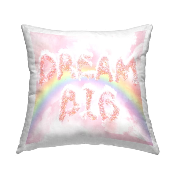 Stupell Industries Dream Big Pastel Dazzling Rainbow Square Decorative Printed Throw Pillow, 18 x 18,