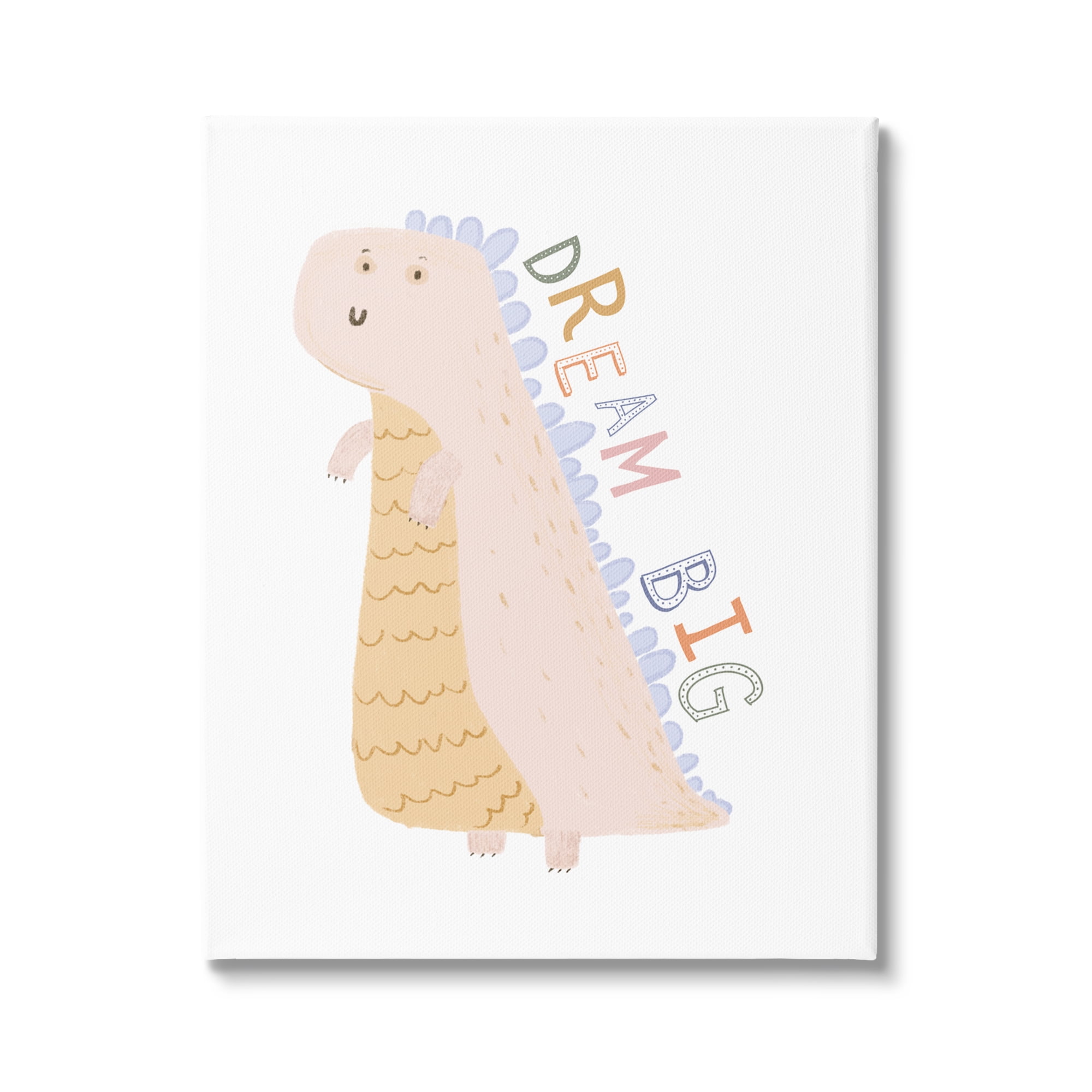 Stupell Industries Dream Big Pastel T-Rex Animals & Insects Painting Gallery Wrapped Canvas Art Print Wall Art, 36 x 48