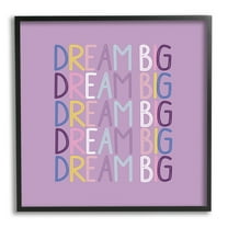 Stupell Industries Dream Big Purple Phrase Inspirational Painting Black Framed Art Print Wall Art, 12 x 12