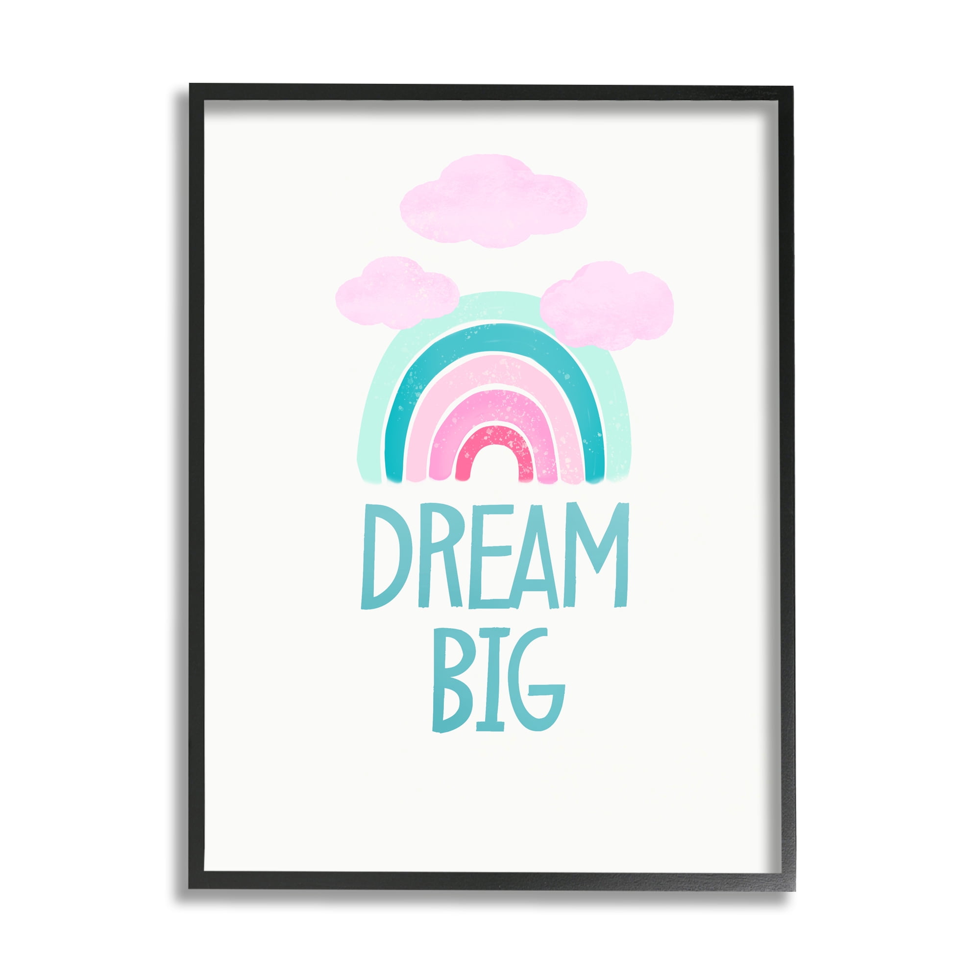 Stupell Industries Dream Big Rainbow & Clouds Nature Painting Black Framed Art Print Wall Art, 24 x 30