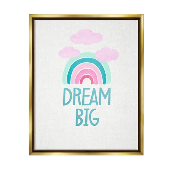 Stupell Industries Dream Big Rainbow & Clouds Nature Painting Gold Floater Framed Art Print Wall Art, 25 x 31