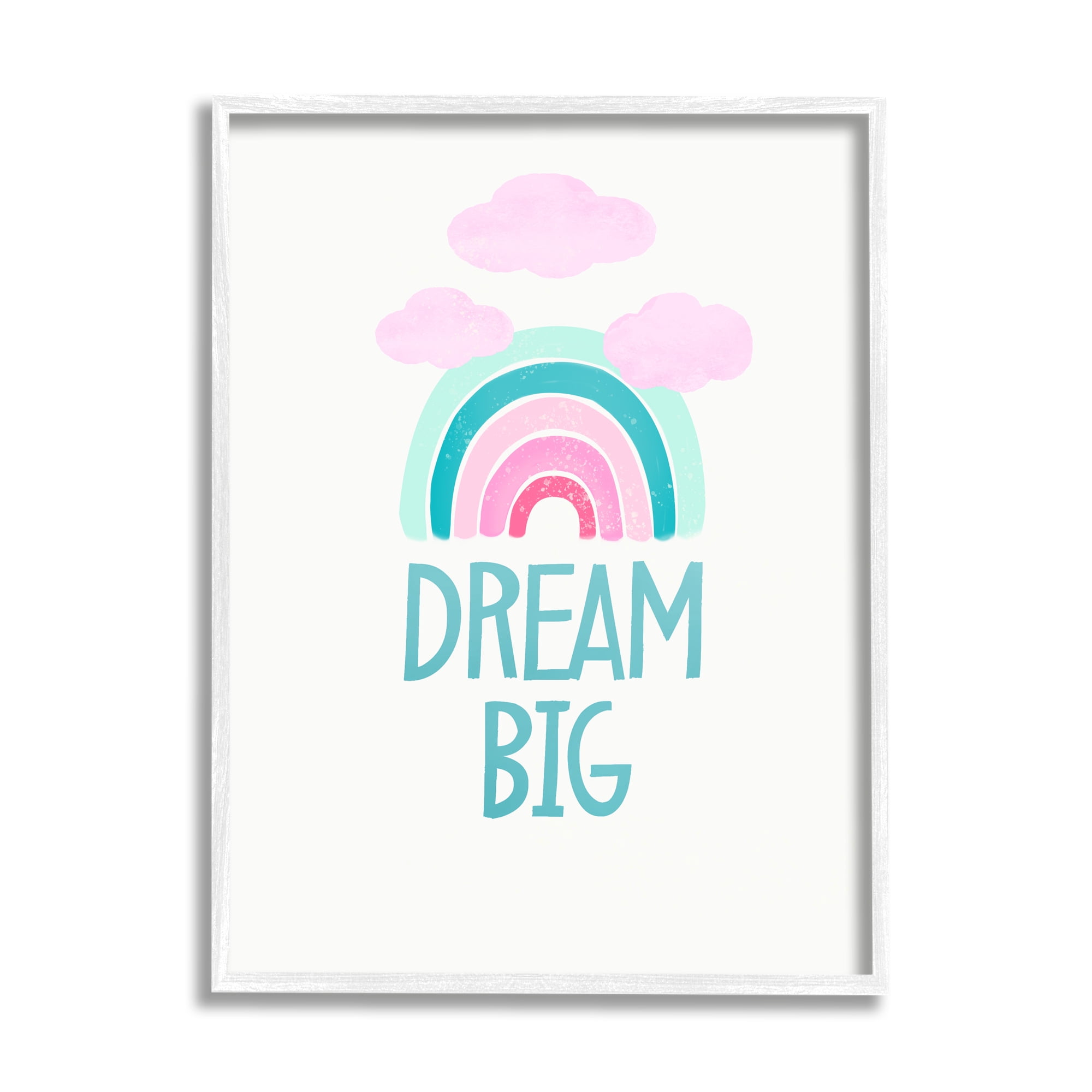 Stupell Industries Dream Big Rainbow & Clouds Nature Painting White Framed Art Print Wall Art, 16 x 20