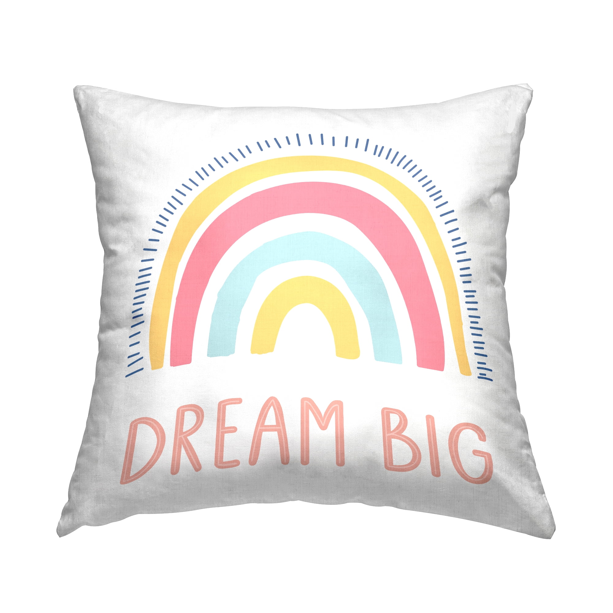 Stupell Industries Dream Big Rainbow Phrase Square Decorative Printed Throw Pillow, 18 x 18