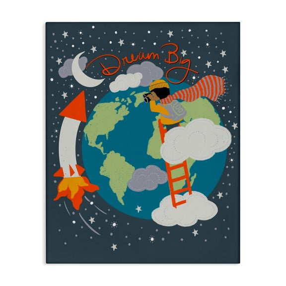 Stupell Industries Dream Big Space Adventure Canvas Wall Art design by Lori Mosley, 20 x 16