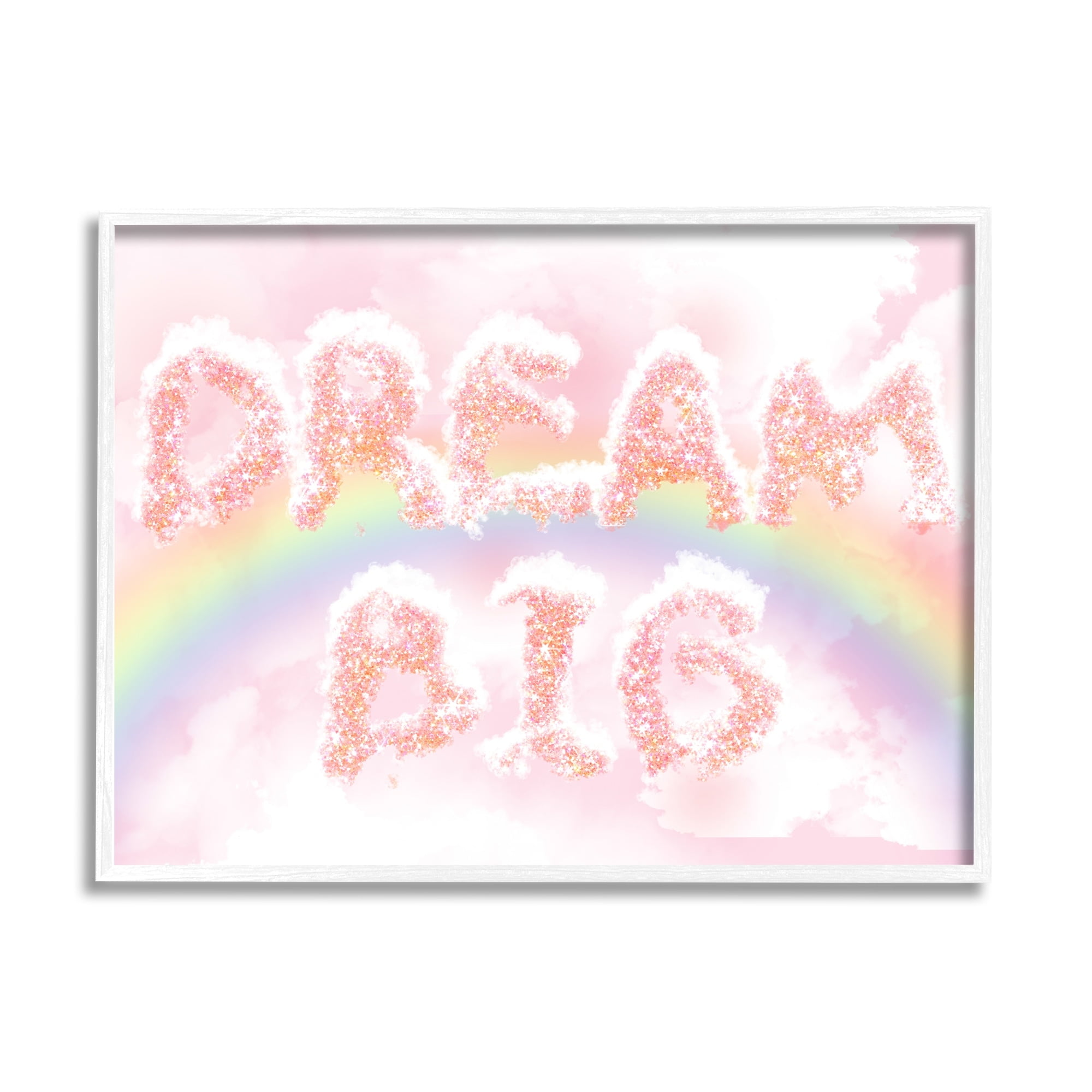 Stupell Industries Dream Big Sparkle Cloud Typography Pink Sky Rainbow, 20 x 16, Design by Ziwei Li