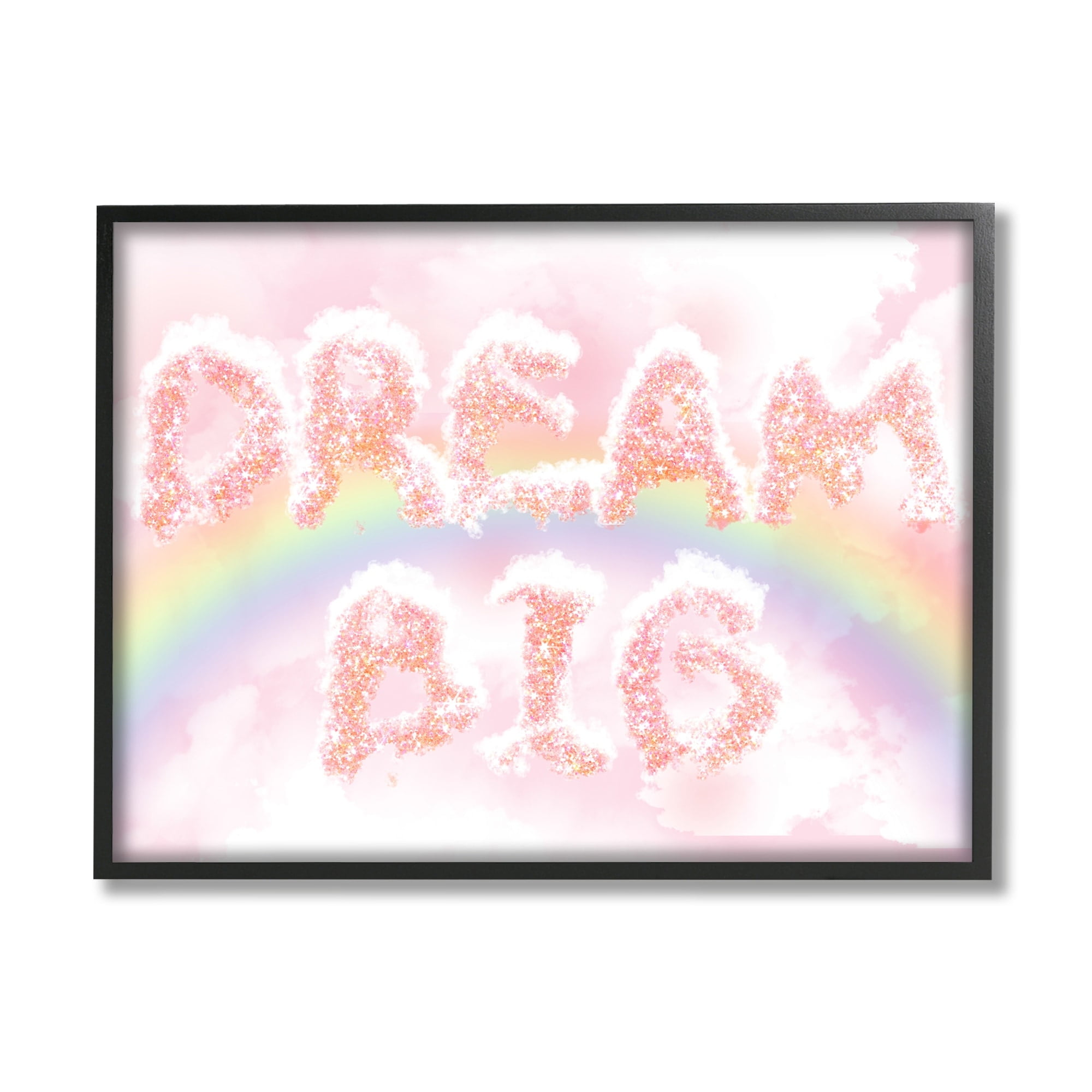 Stupell Industries Dream Big Sparkle Cloud Typography Pink Sky Rainbow, 30 x 24, Design by Ziwei Li