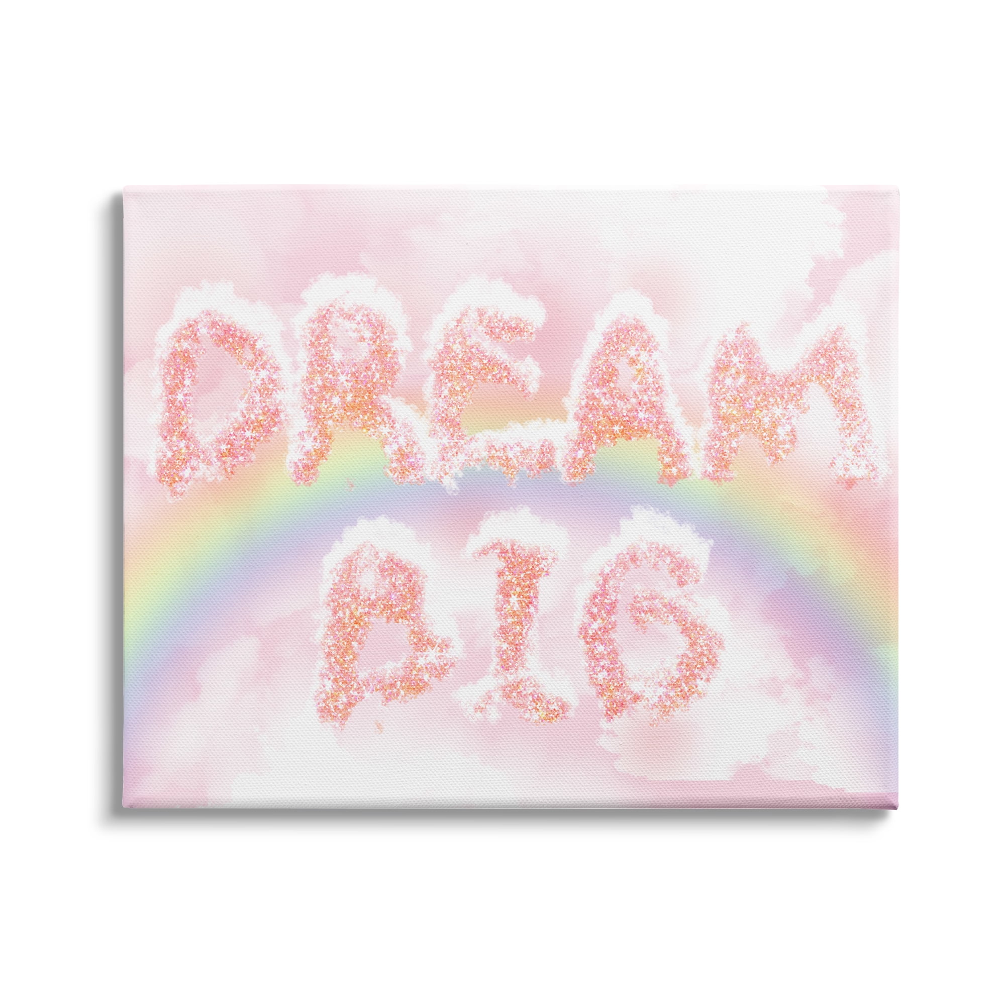 Stupell Industries Dream Big Sparkle Cloud Typography Pink Sky Rainbow, 40 x 30, Design by Ziwei Li