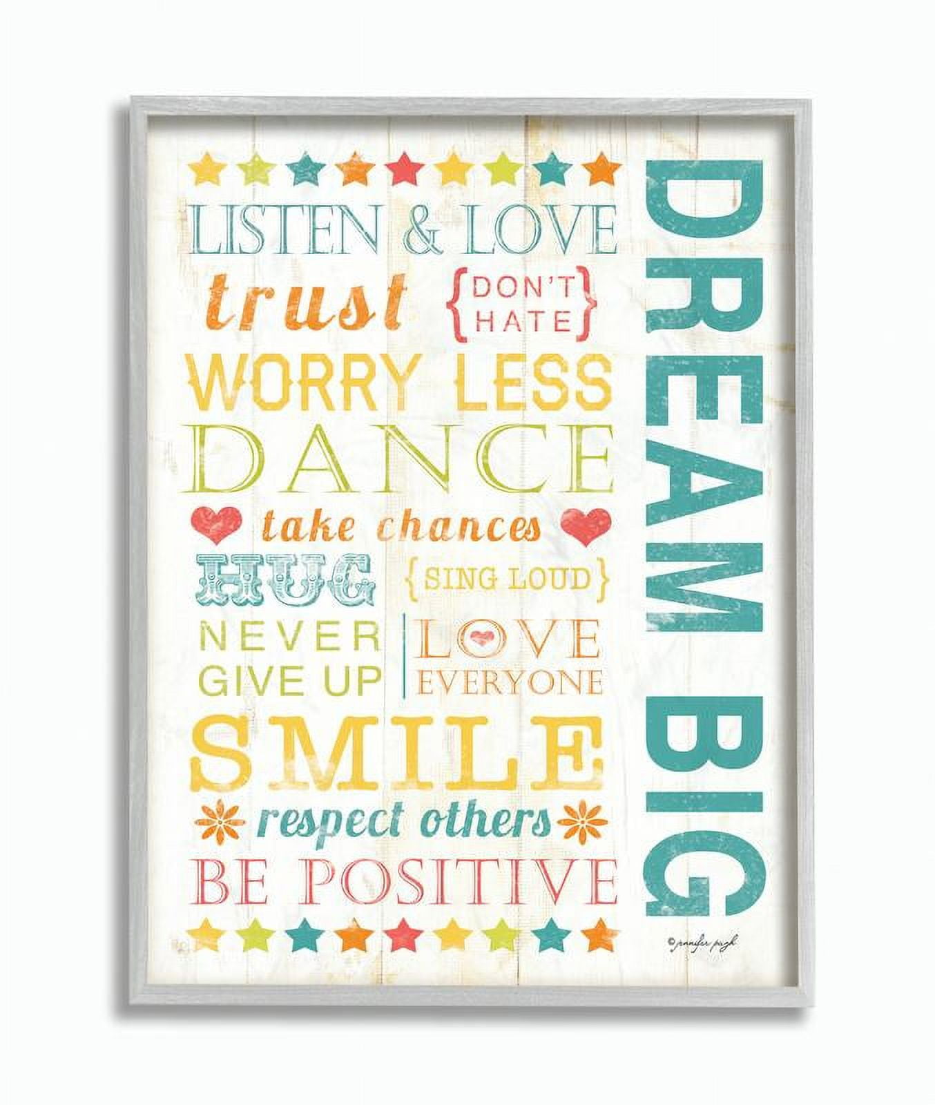 Stupell Industries Dream Big Typography Graphic Art Gray Framed Art Print Wall Art, 11x14, by Jennifer Pugh