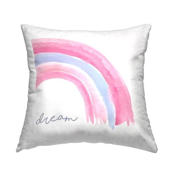 Stupell Industries Dream Calligraphy Pastel Pink Blue Rainbow Design by Elizabeth Tyndall Throw Pillow