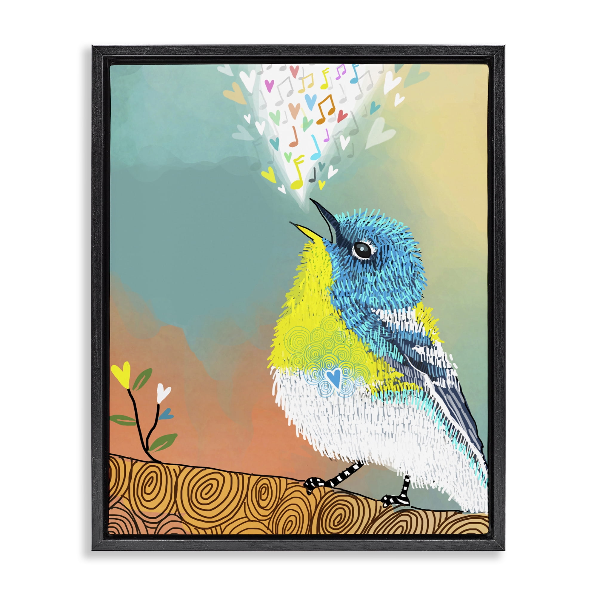 Stupell Industries Dream Chaser Songbird Black Framed Floater Canvas Wall Art, design by Suzanne Millius