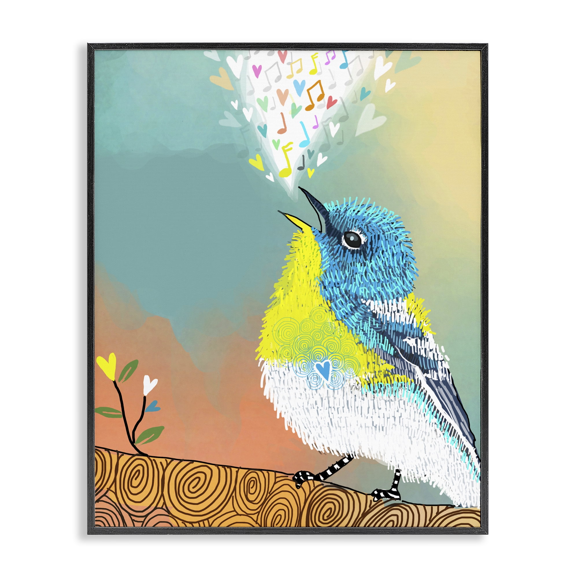 Stupell Industries Dream Chaser Songbird Black Framed Giclee Art, design by Suzanne Millius