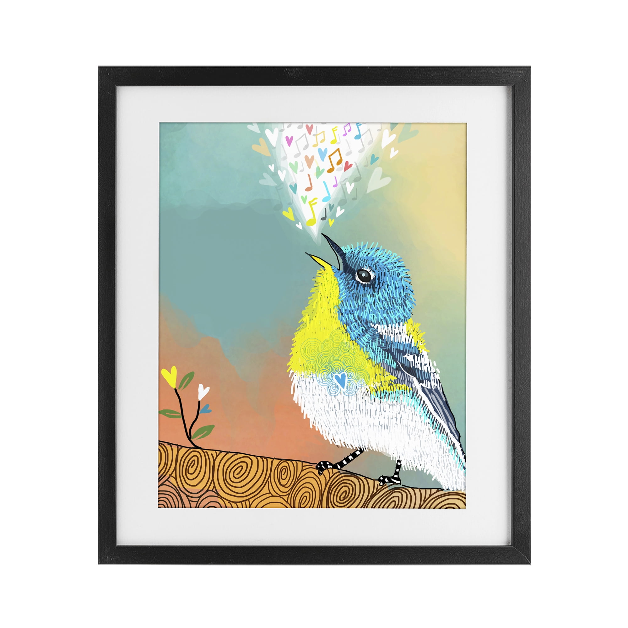Stupell Industries Dream Chaser Songbird Black Framed Print Under Glass, design by Suzanne Millius