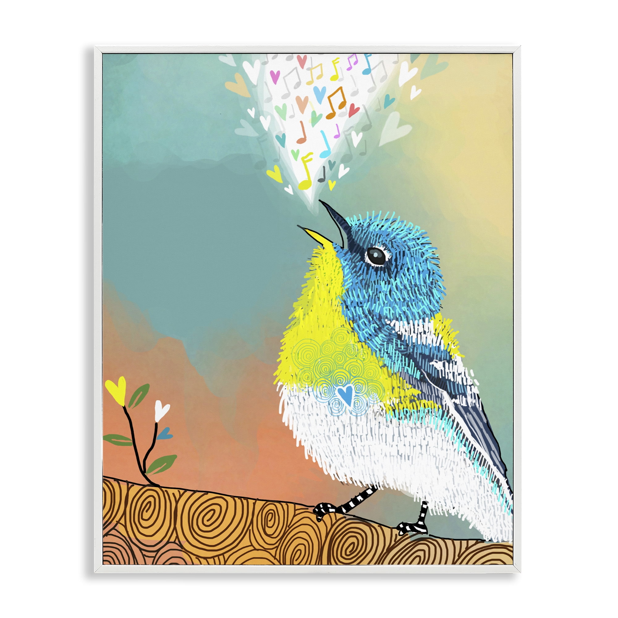 Stupell Industries Dream Chaser Songbird White Framed Giclee Art, design by Suzanne Millius