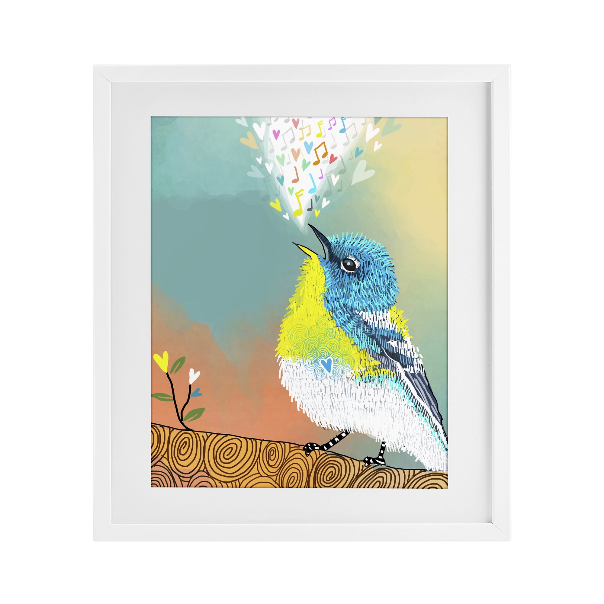 Stupell Industries Dream Chaser Songbird White Framed Print Under Glass, design by Suzanne Millius