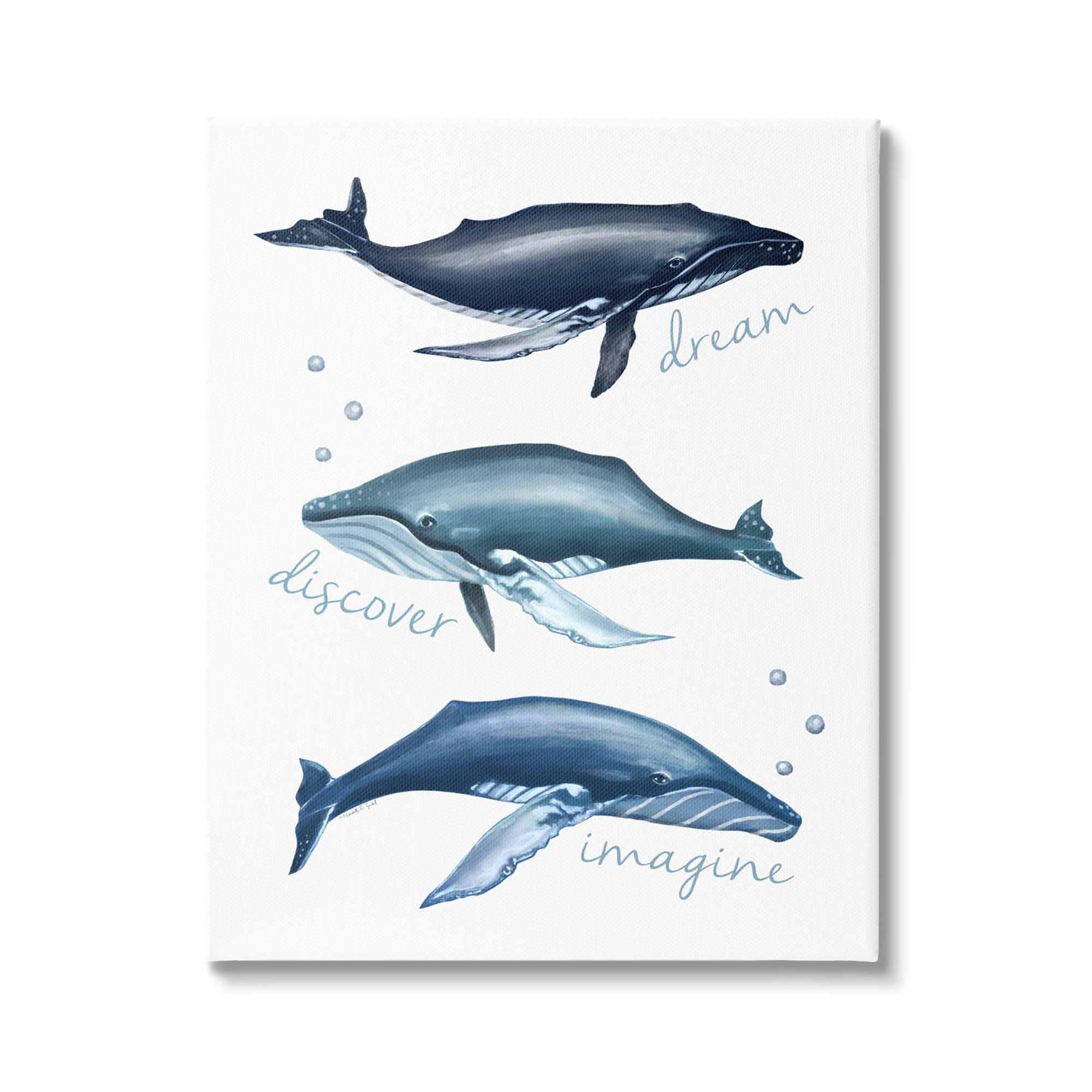 Stupell Industries Dream Discover Imagine Inspirational Typography Nautical Whales Canvas Wall Art, 36 x 48, Design by Elizabeth Tyndall