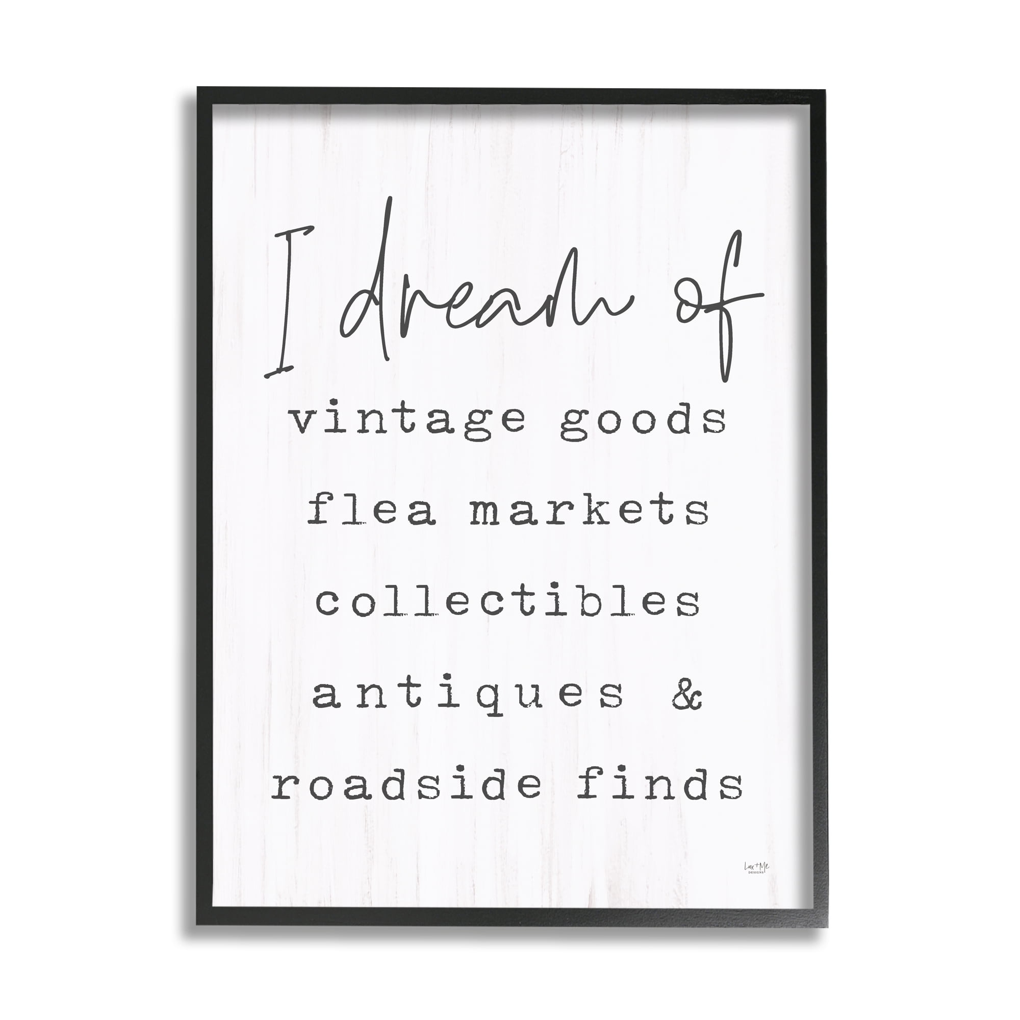 Stupell Industries Dream Of Antiques Phrase Inspirational Painting Black Framed Art Print Wall Art, 24 x 30