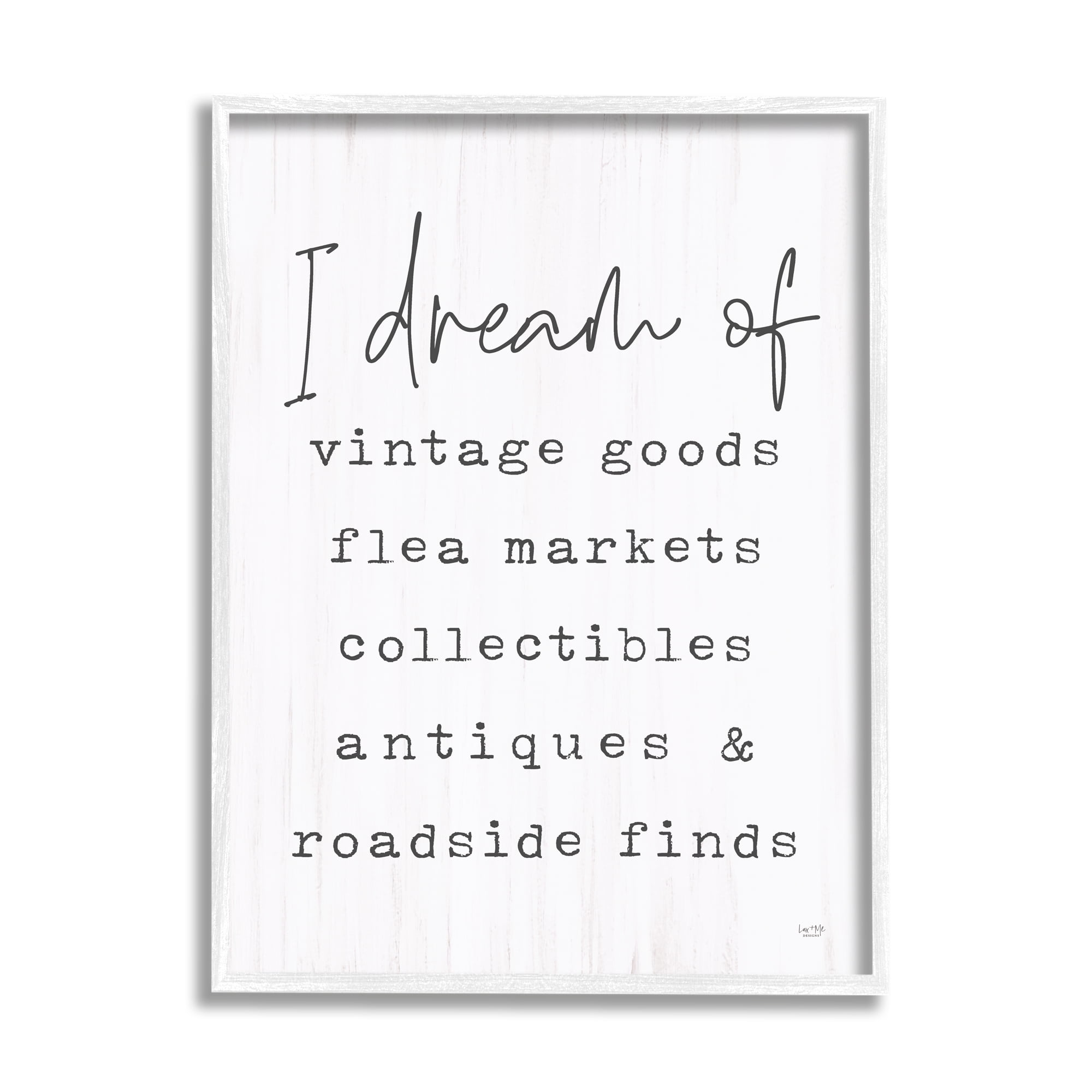 Stupell Industries Dream Of Antiques Phrase Inspirational Painting White Framed Art Print Wall Art, 16 x 20