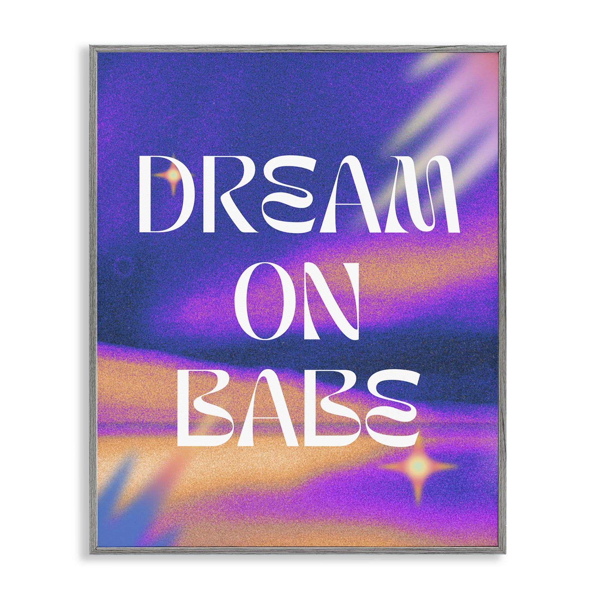 Stupell Industries Dream On Babe Purple Text & Numbers Painting Gray Framed Art Print Wall Art, 16 x 20