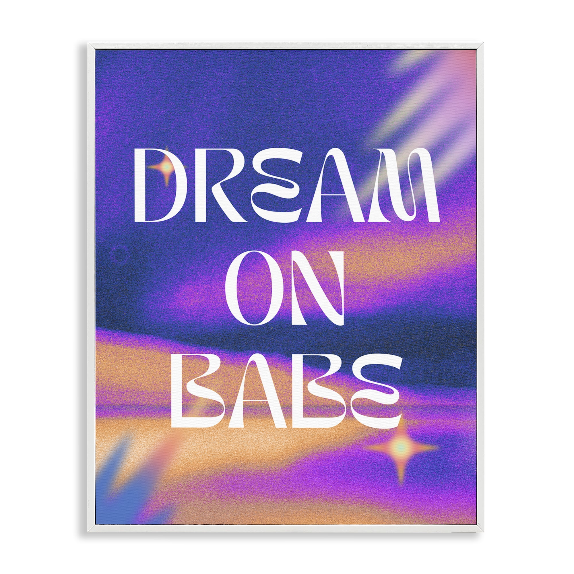 Stupell Industries Dream On Babe Purple Text & Numbers Painting White Framed Art Print Wall Art, 16 x 20