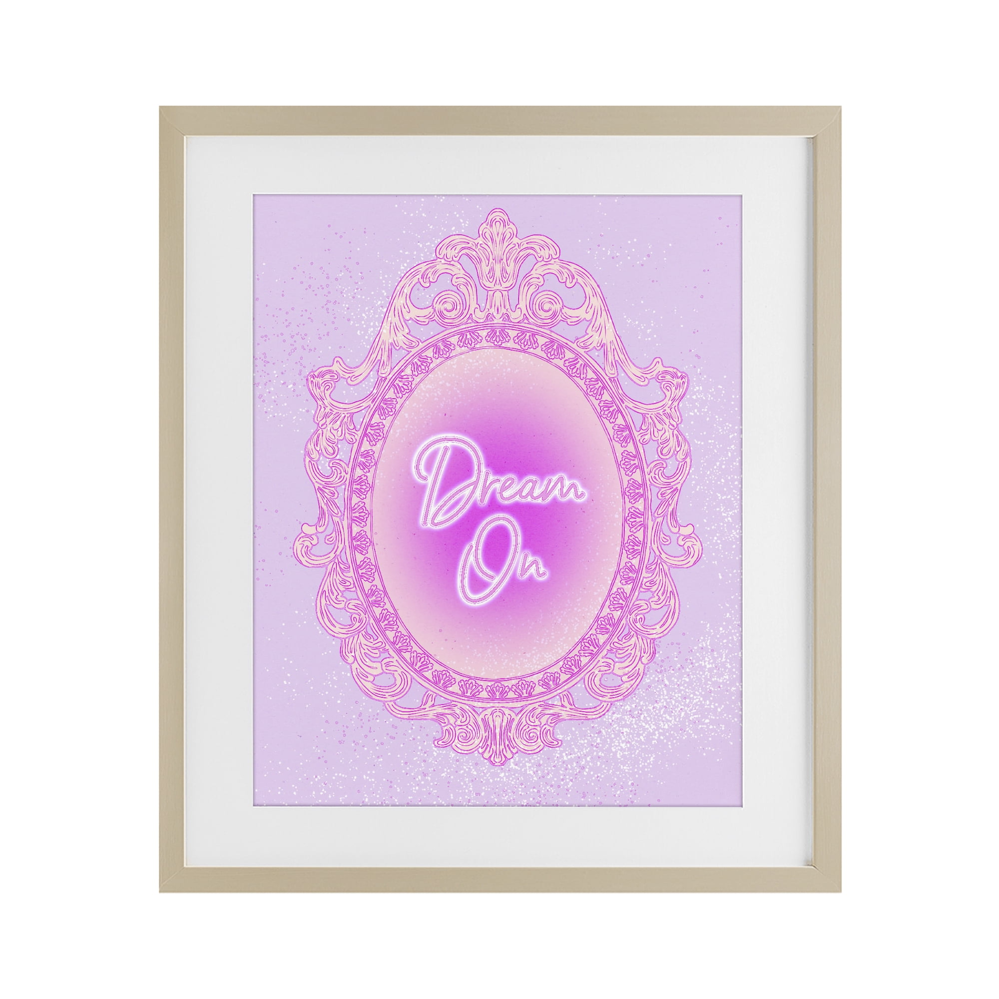 Stupell Industries Dream On Ornate Mirror Birch Framed Print Under Glass, design by Ziwei Li