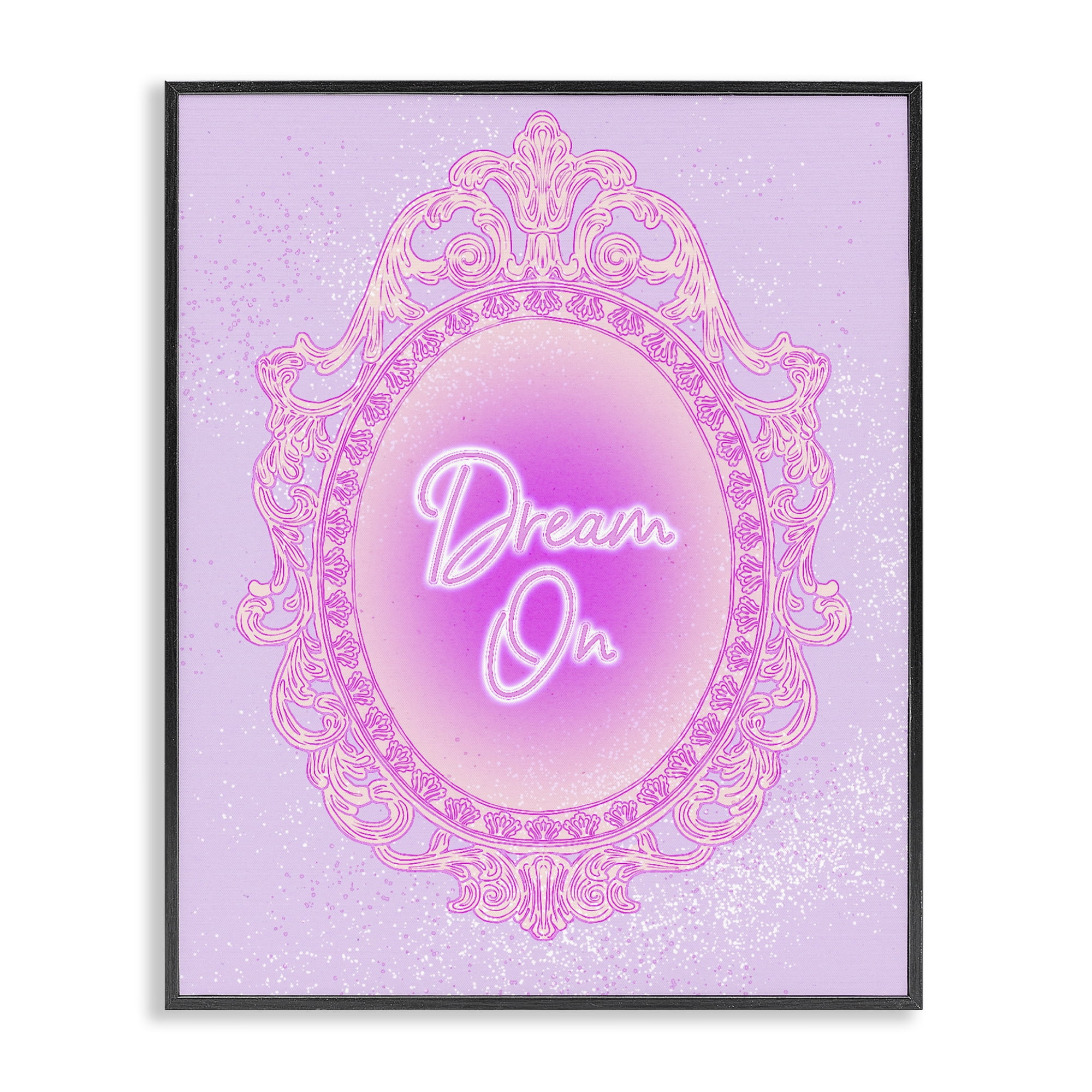 Stupell Industries Dream On Ornate Mirror Black Framed Giclee Art, design by Ziwei Li