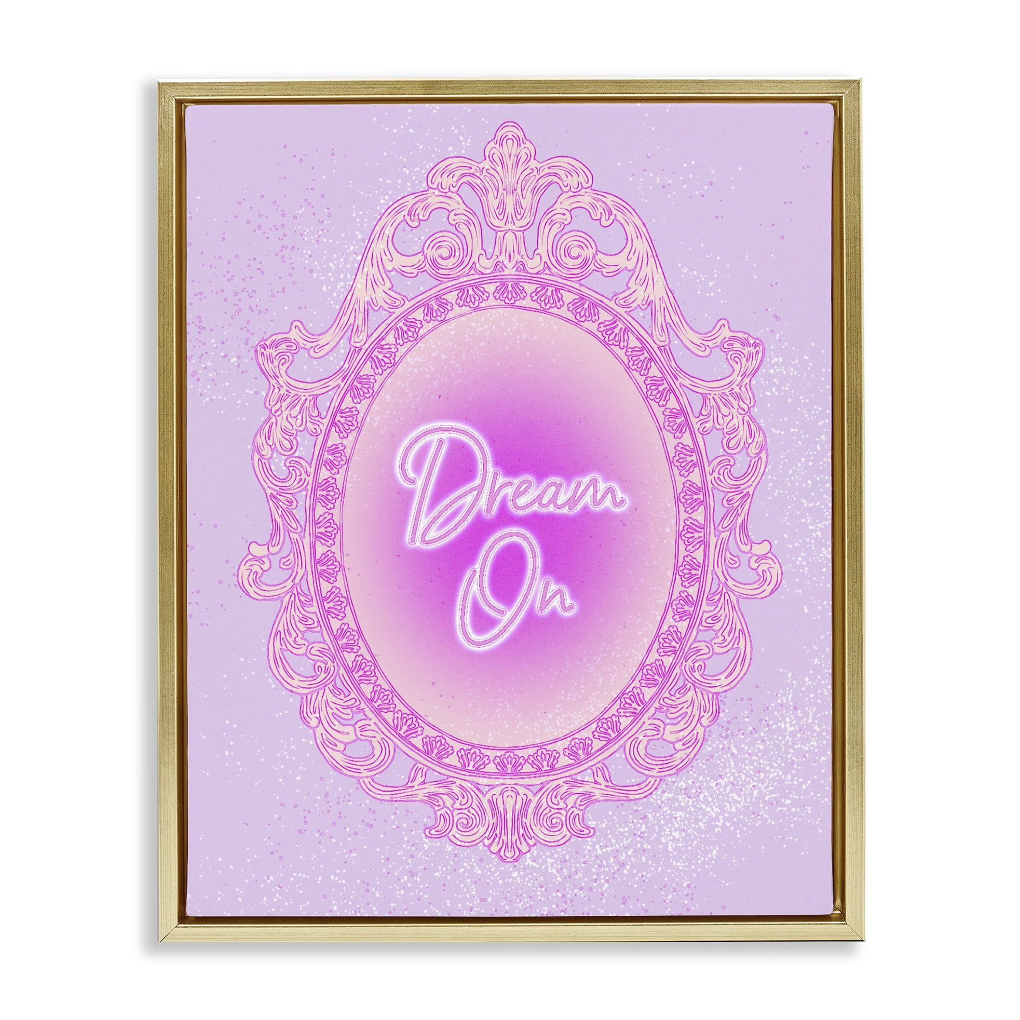 Stupell Industries Dream On Ornate Mirror Gold Framed Floater Canvas Wall Art, design by Ziwei Li