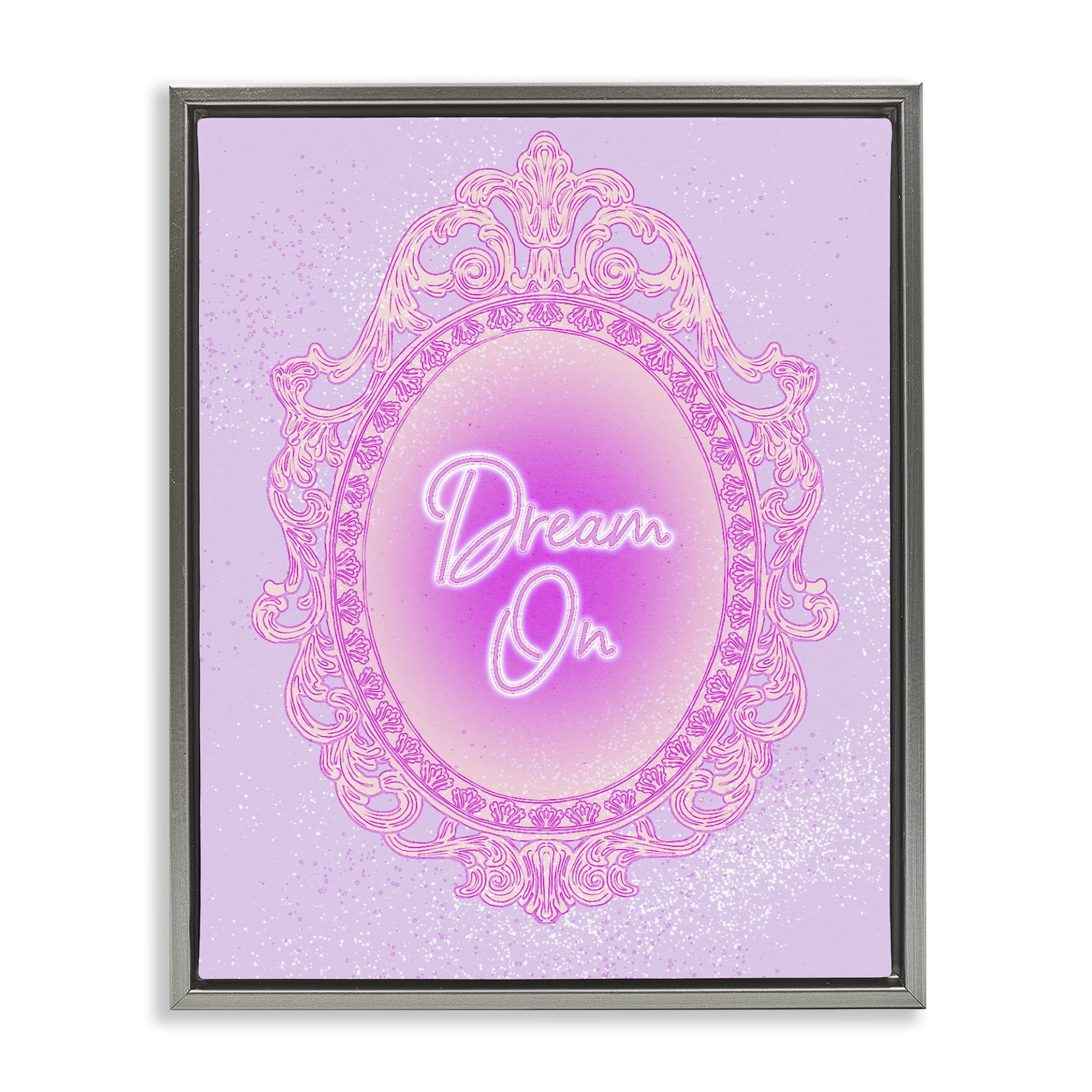 Stupell Industries Dream On Ornate Mirror Gray Framed Floater Canvas Wall Art, design by Ziwei Li