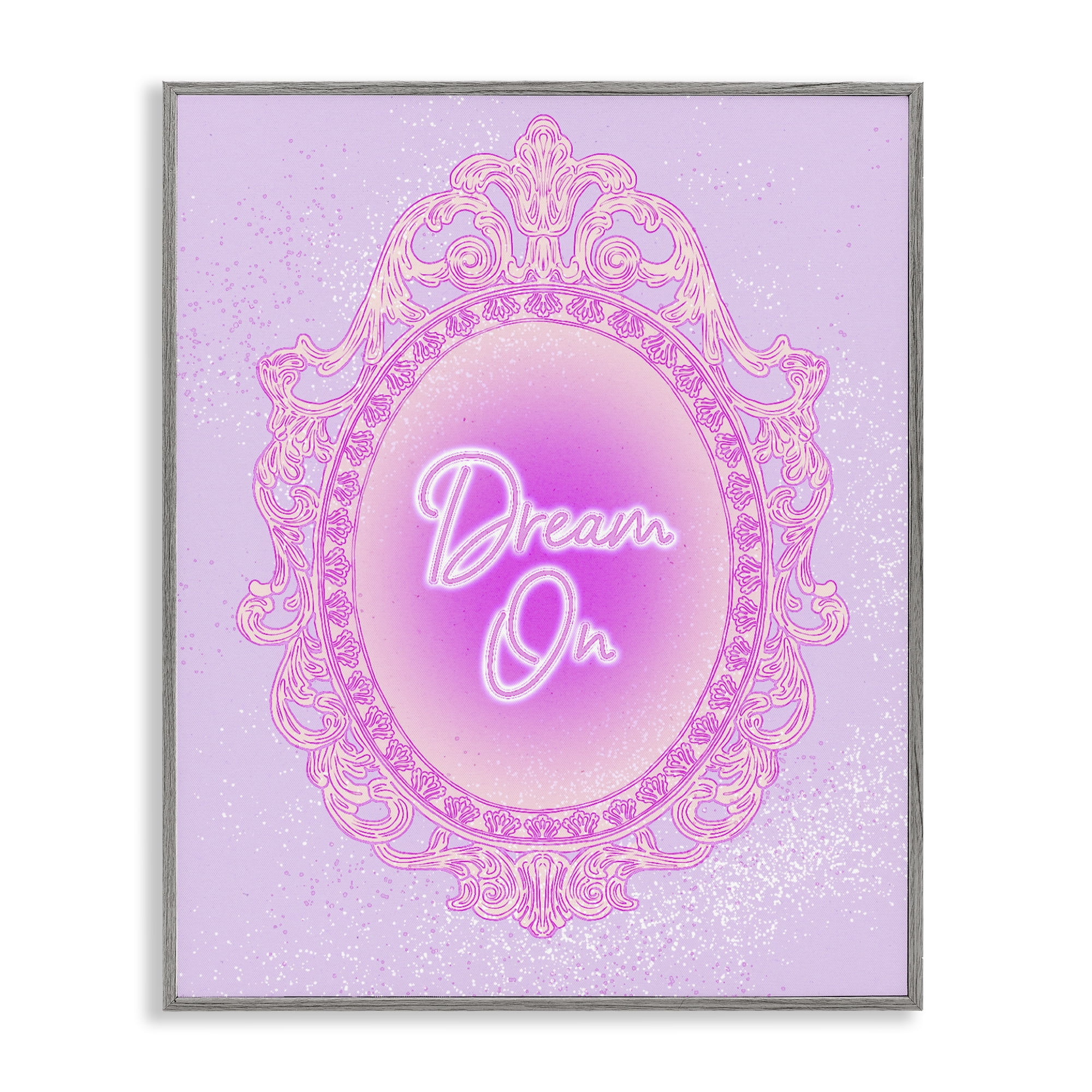 Stupell Industries Dream On Ornate Mirror Gray Framed Giclee Art, design by Ziwei Li