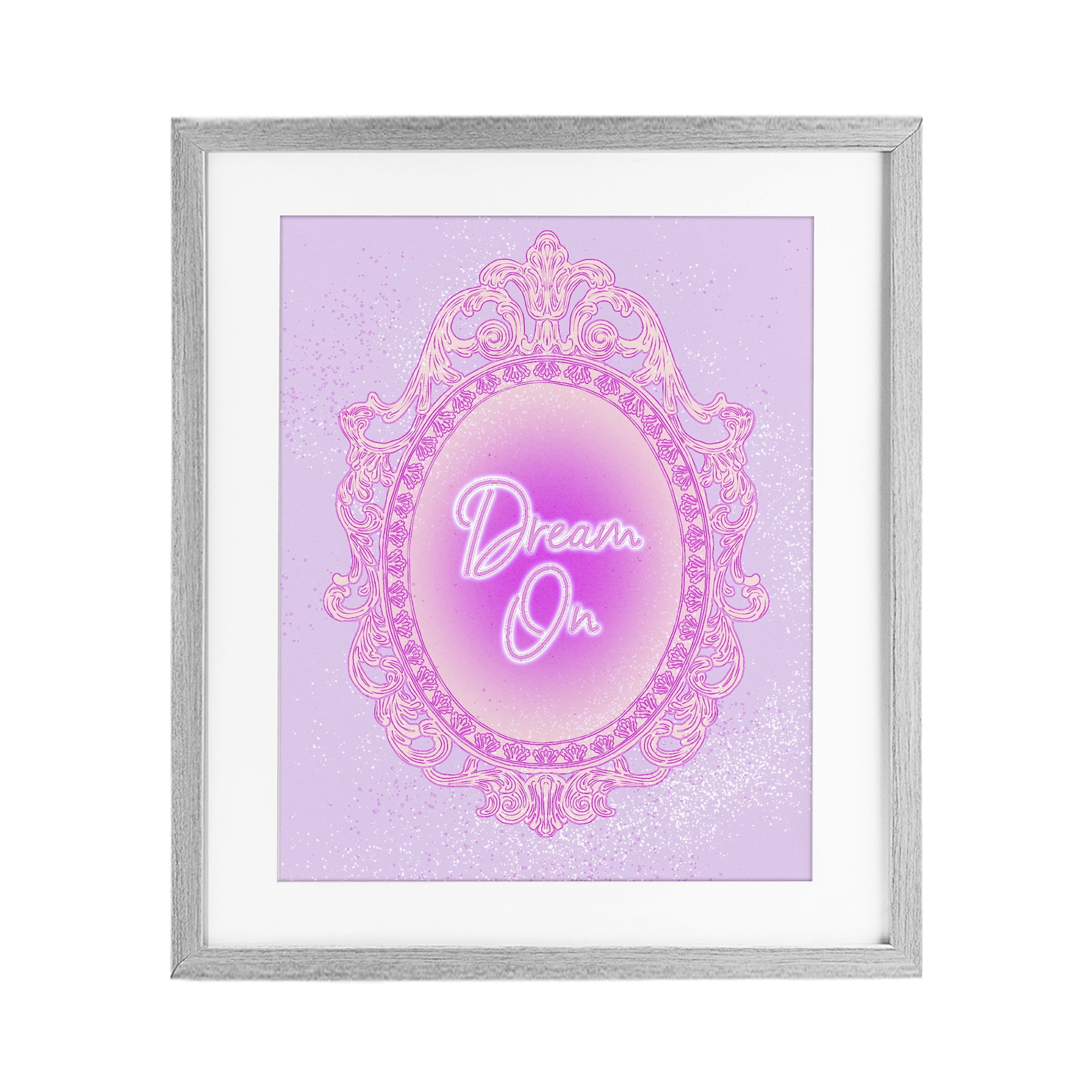 Stupell Industries Dream On Ornate Mirror Gray Framed Print Under Glass, design by Ziwei Li