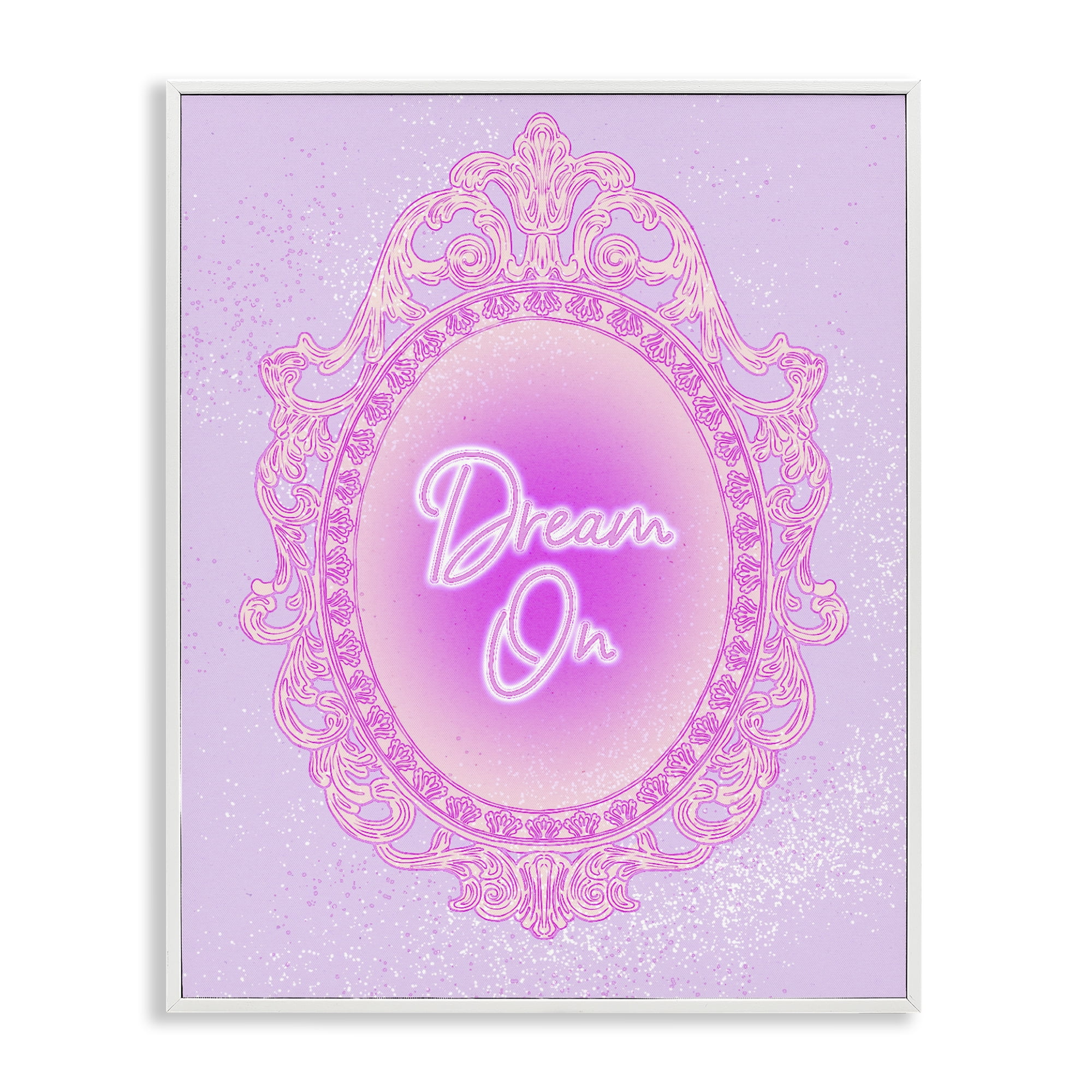 Stupell Industries Dream On Ornate Mirror White Framed Giclee Art, design by Ziwei Li