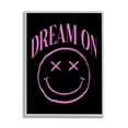 Stupell Industries Dream On Pink Smiley Abstract Painting Gray Framed
