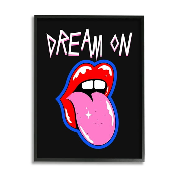 Stupell Industries Dream On with Music Symbol Abstract Painting Black Framed Art Print Wall Art, 24 x 30
