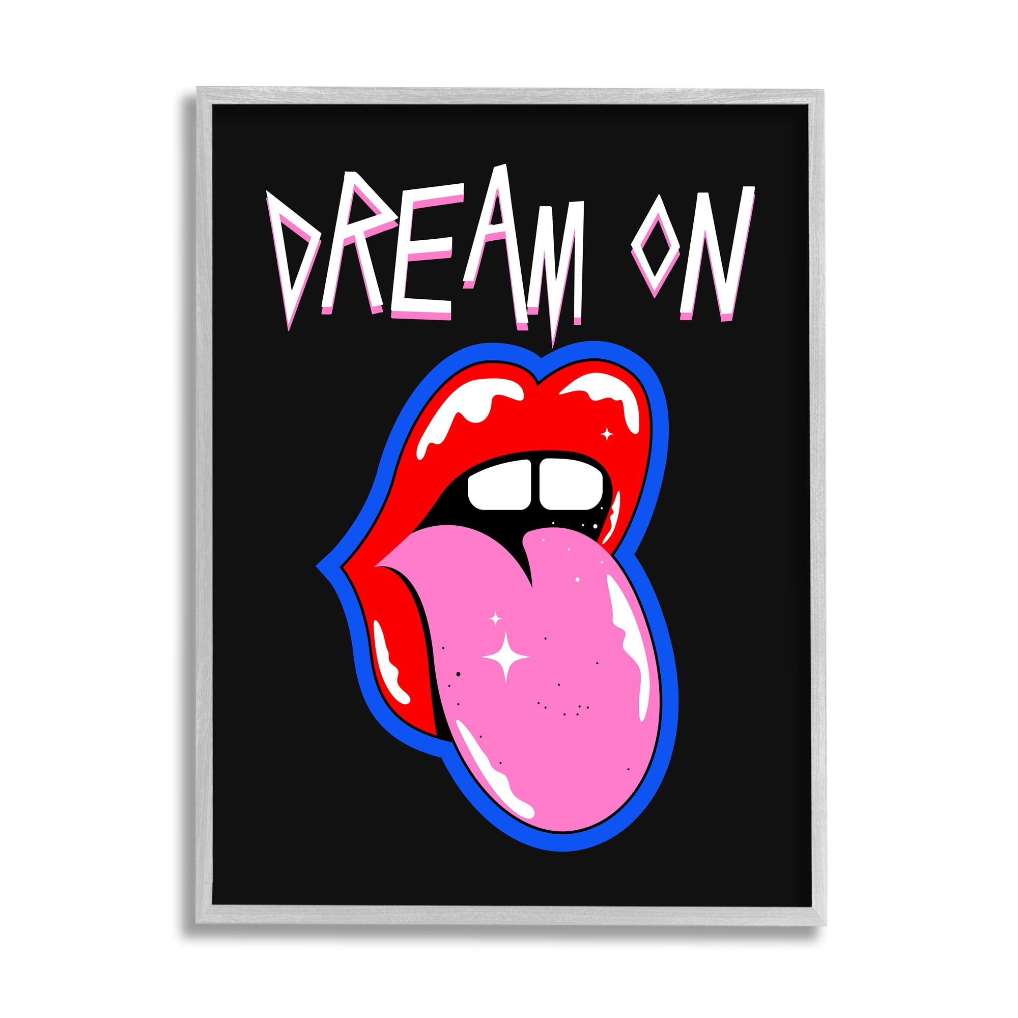 Stupell Industries Dream On with Music Symbol Abstract Painting Gray Framed Art Print Wall Art, 24 x 30