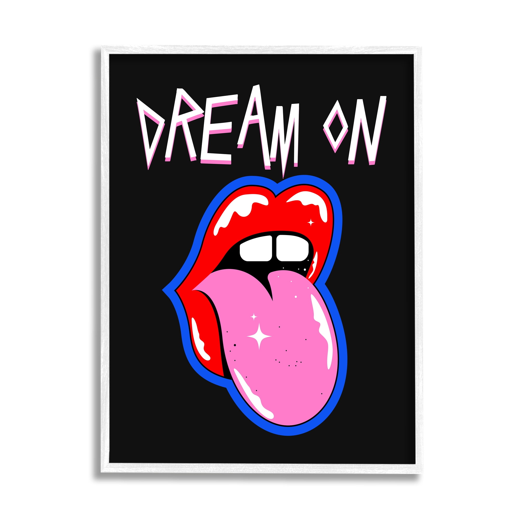 Stupell Industries Dream On with Music Symbol Abstract Painting White Framed Art Print Wall Art, 11 x 14
