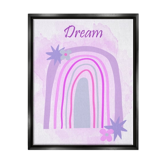 Stupell Industries Dream Purple Floral Rainbow Arch Inspirational Painting Black Floater Framed Art Print Wall Art