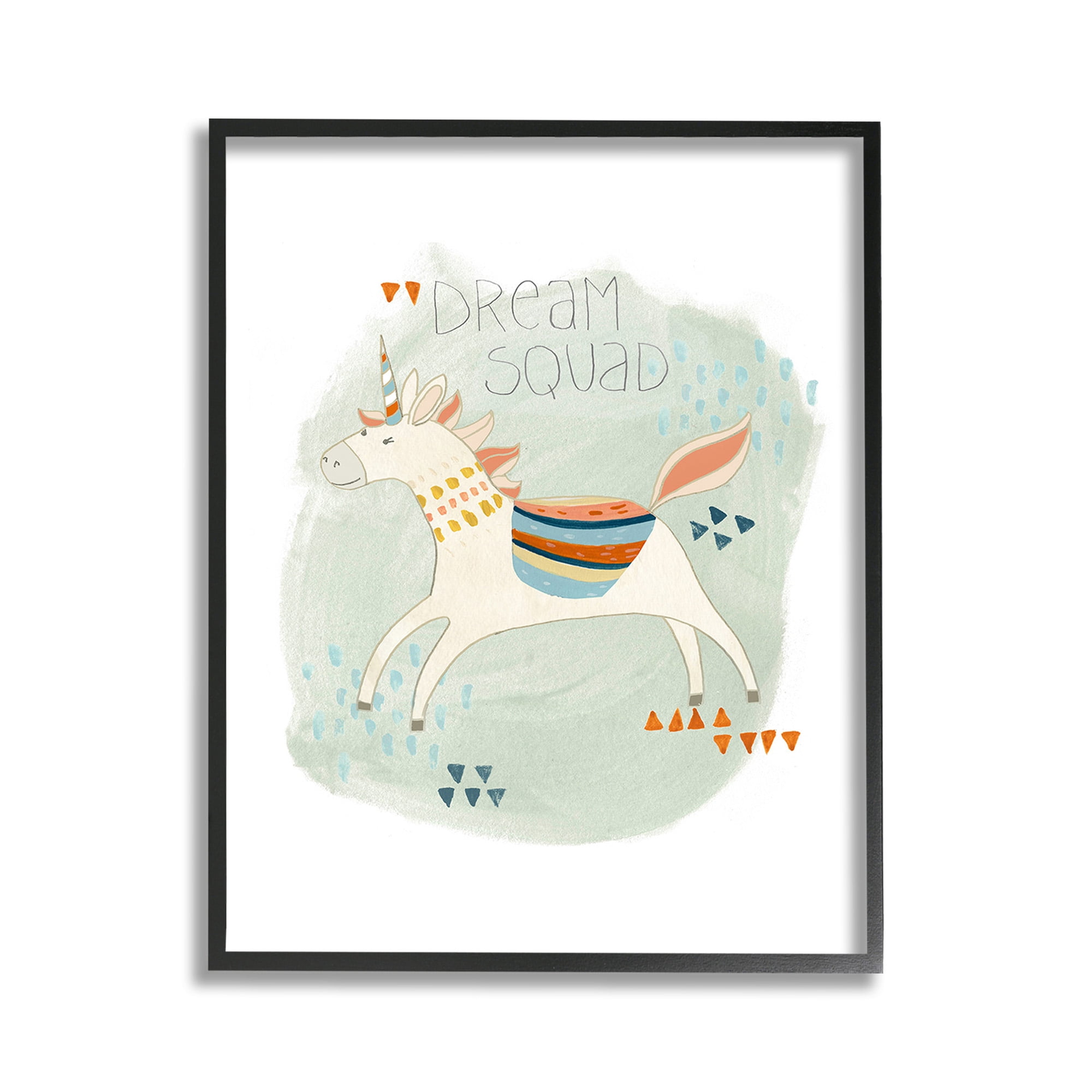 Stupell Industries Dream Squad Unicorn Animals & Insects Painting Black Framed Art Print Wall Art, 11 x 14