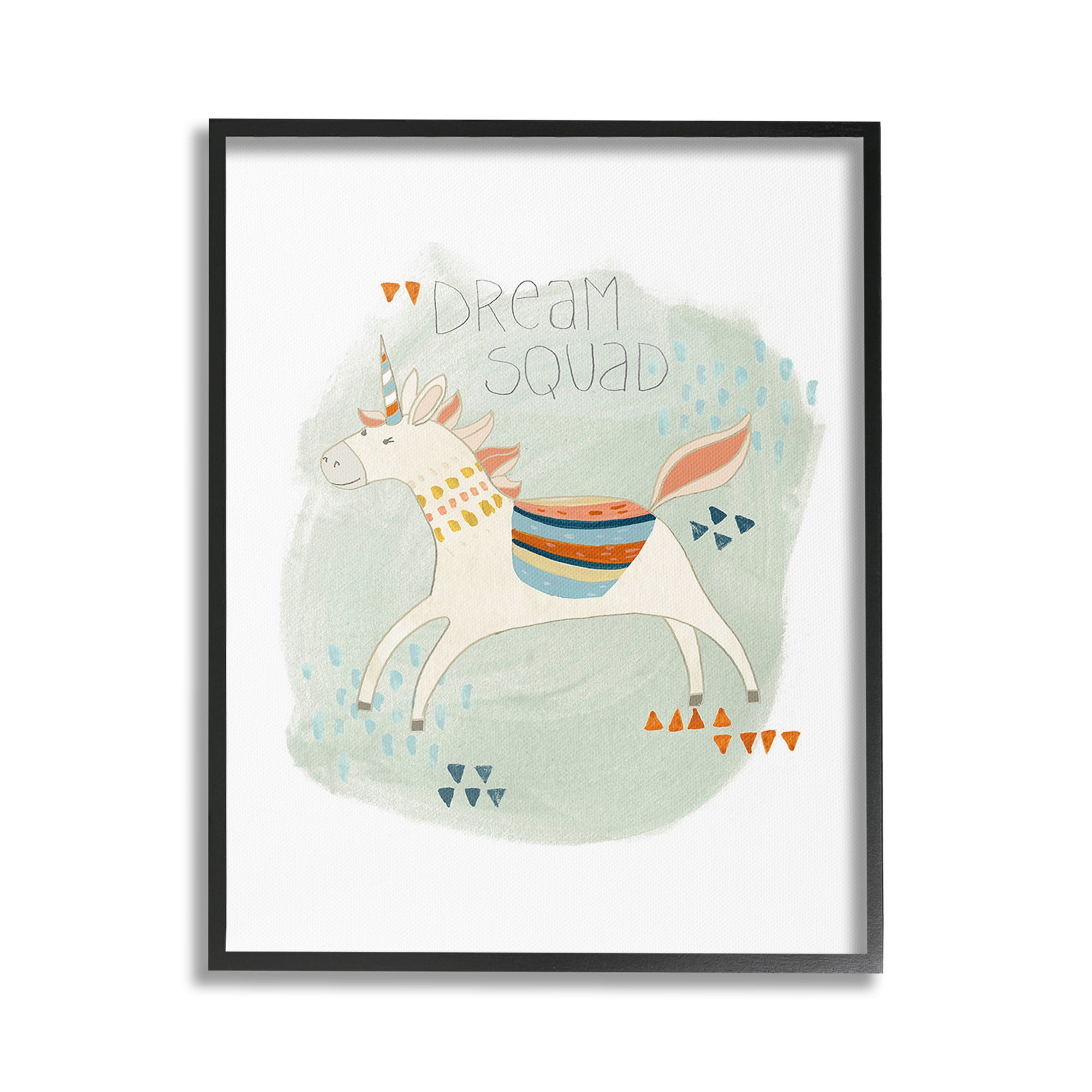 Stupell Industries Dream Squad Unicorn Animals & Insects Painting Black Framed Art Print Wall Art, 16 x 20