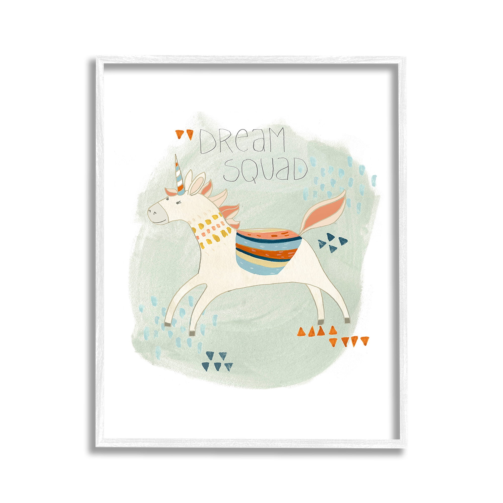 Stupell Industries Dream Squad Unicorn Animals & Insects Painting White Framed Art Print Wall Art, 11 x 14