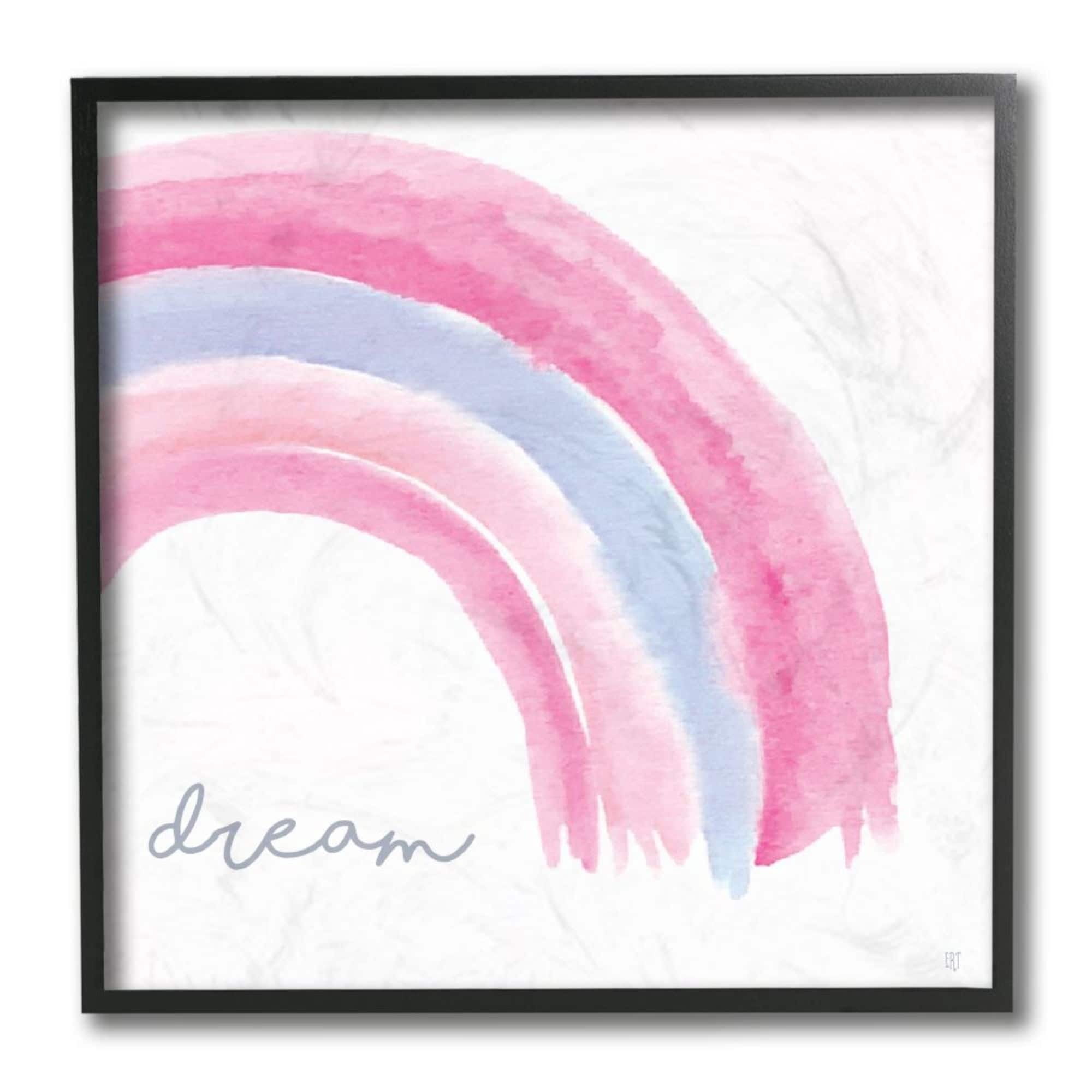 Stupell Industries Dream Text Watercolor Rainbow Purple Pink Design by Elizabeth Tyndall