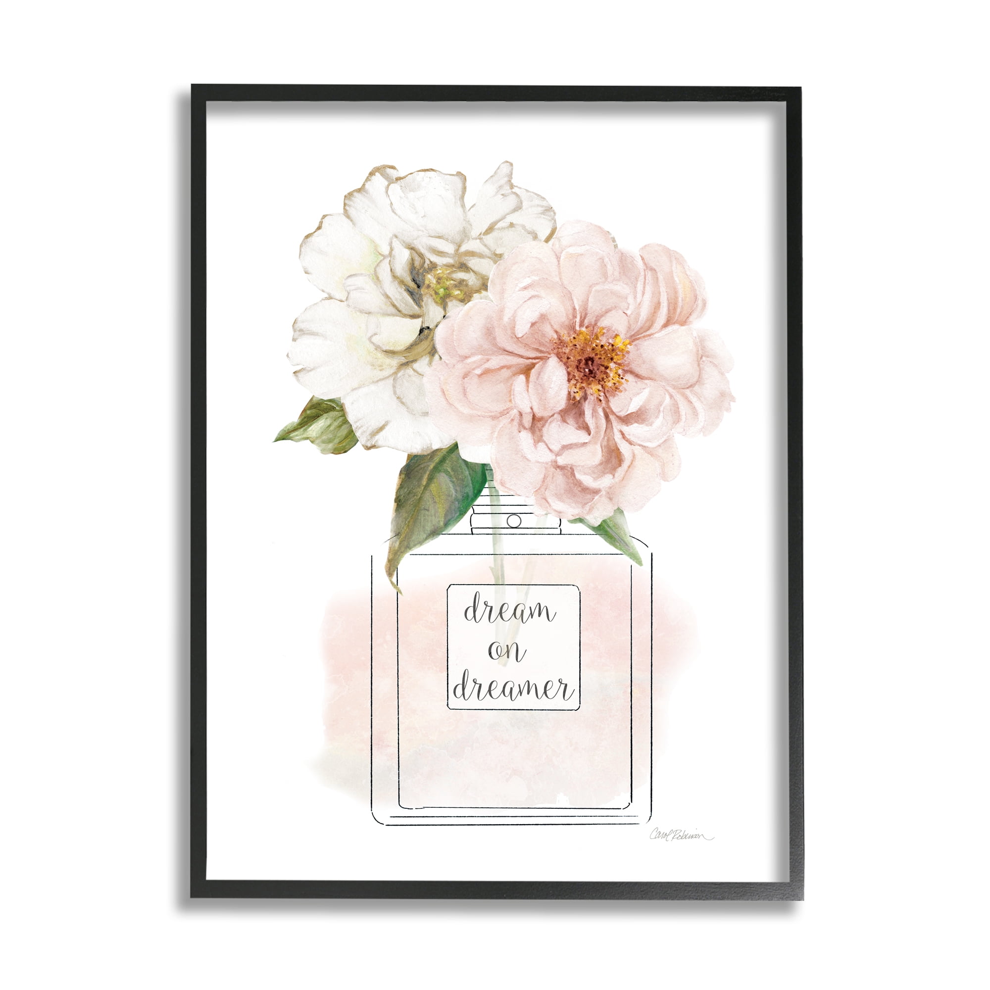 Stupell Industries Dream on Dreamer Phrase Pink Florals Perfume Bottle, 16 x 20, Design by Carol Robinson