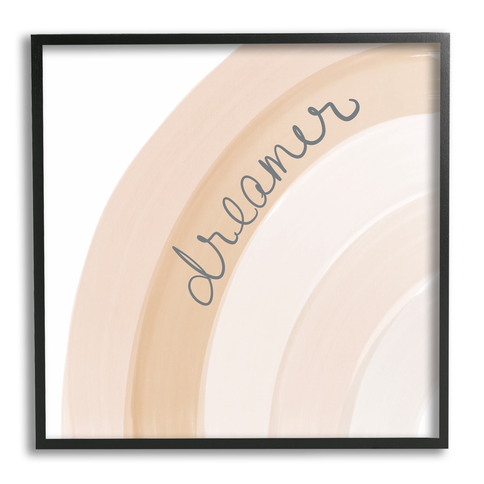 Stupell Industries Dreamer Cursive Calligraphy Pastel Rainbow Stripes Graphic Art Black Framed Art Print Wall Art, Design by Emily Navas