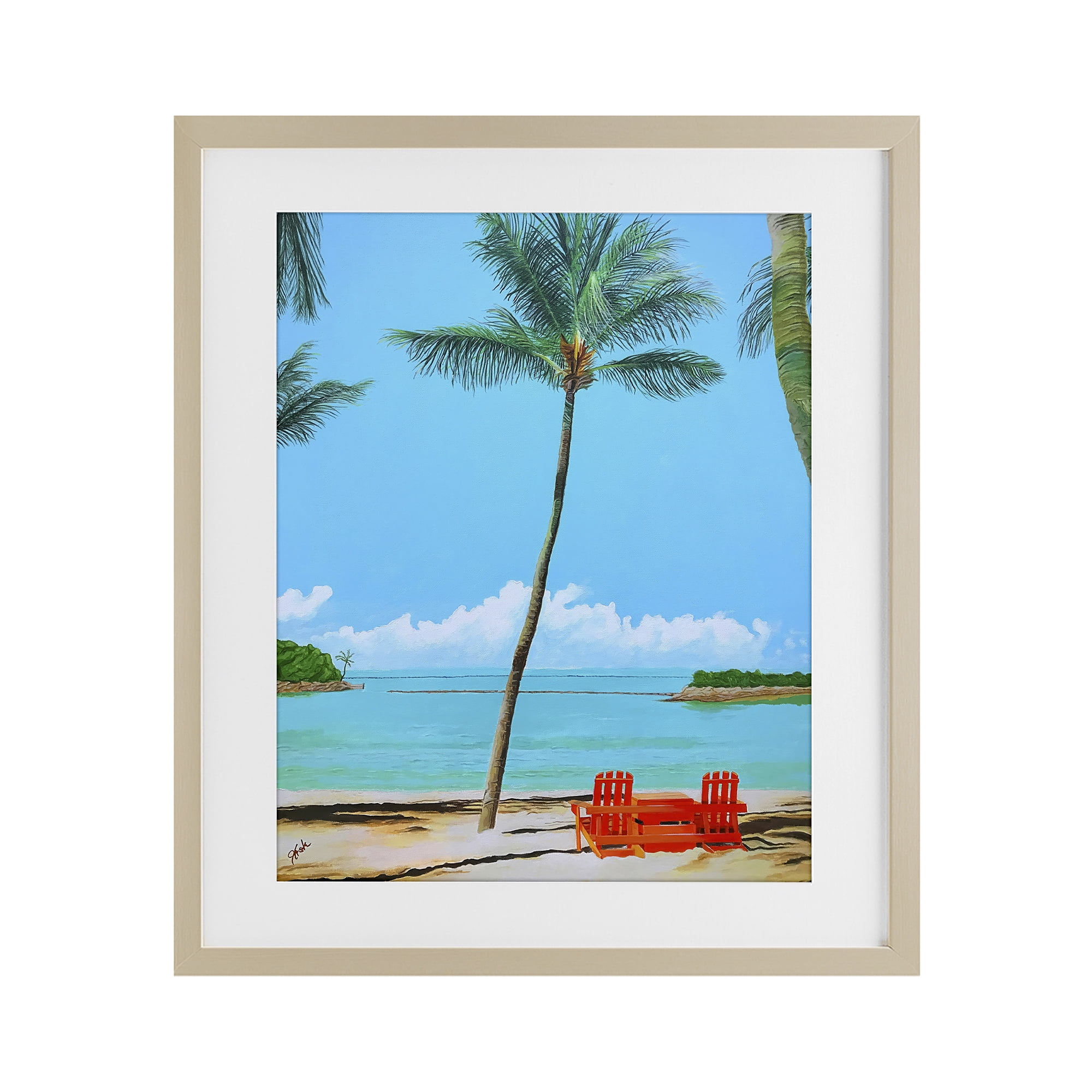Stupell Industries Dreaming Of Palm Trees Birch Framed Print Under Glass, design by John Jaster