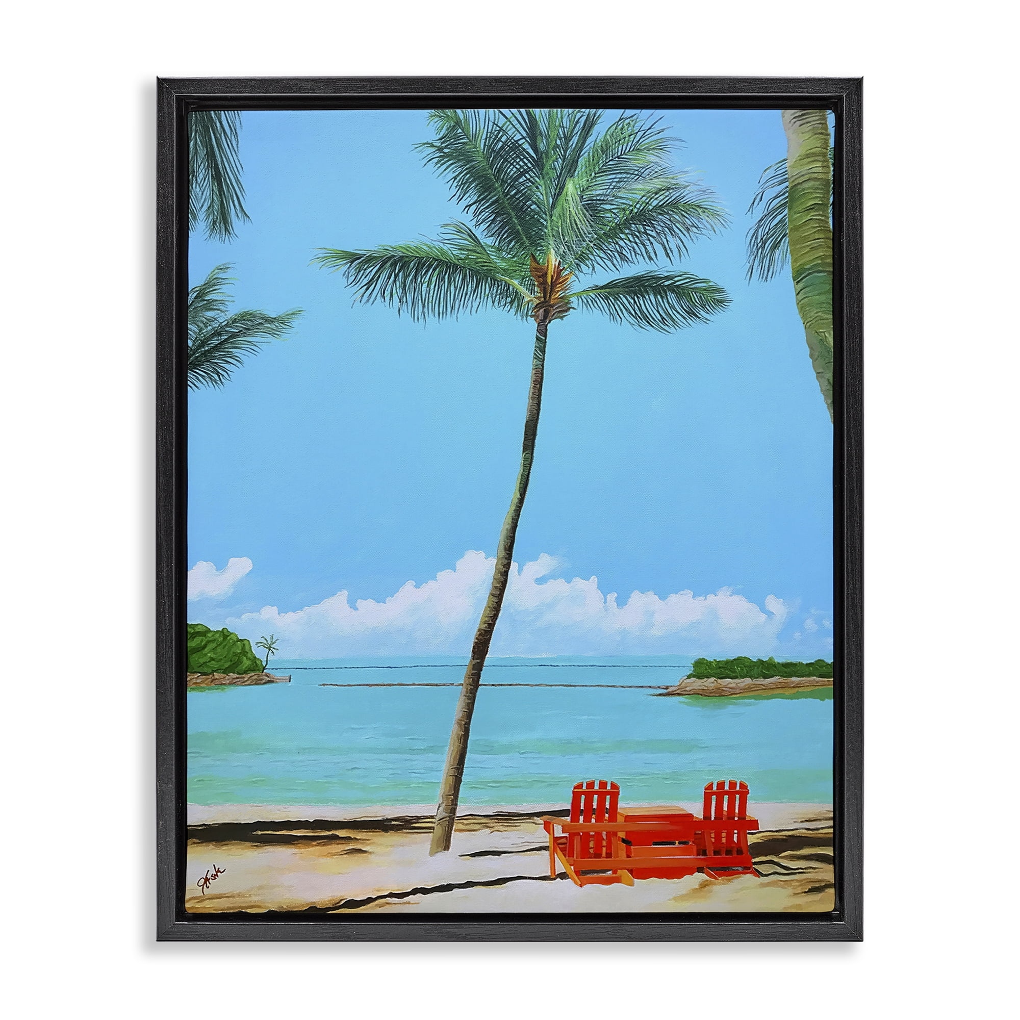 Stupell Industries Dreaming Of Palm Trees Black Framed Floater Canvas Wall Art, design by John Jaster