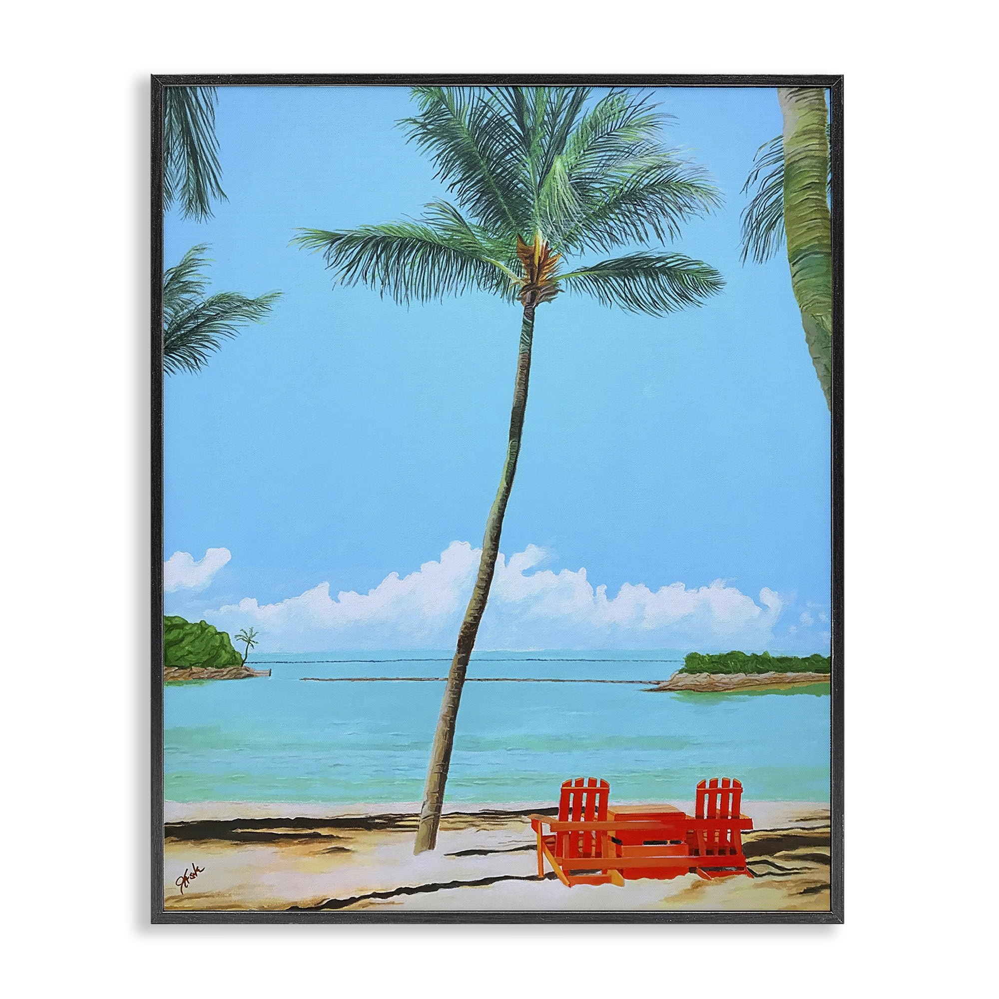 Stupell Industries Dreaming Of Palm Trees Black Framed Giclee Art, design by John Jaster
