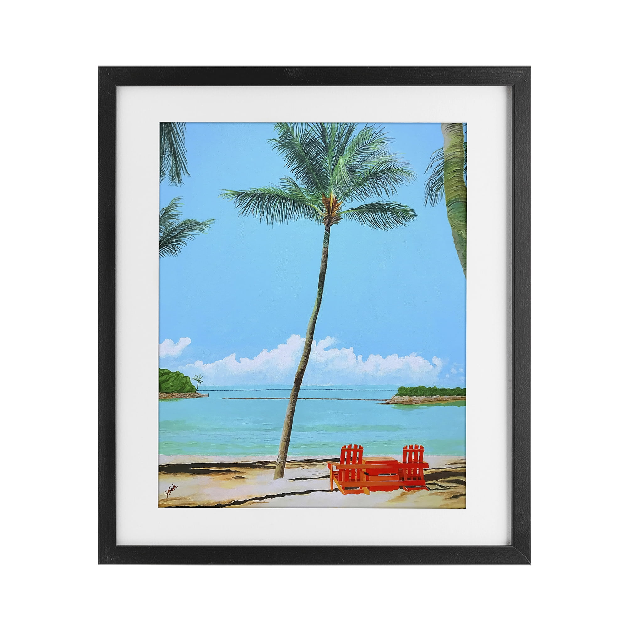 Stupell Industries Dreaming Of Palm Trees Black Framed Print Under Glass, design by John Jaster
