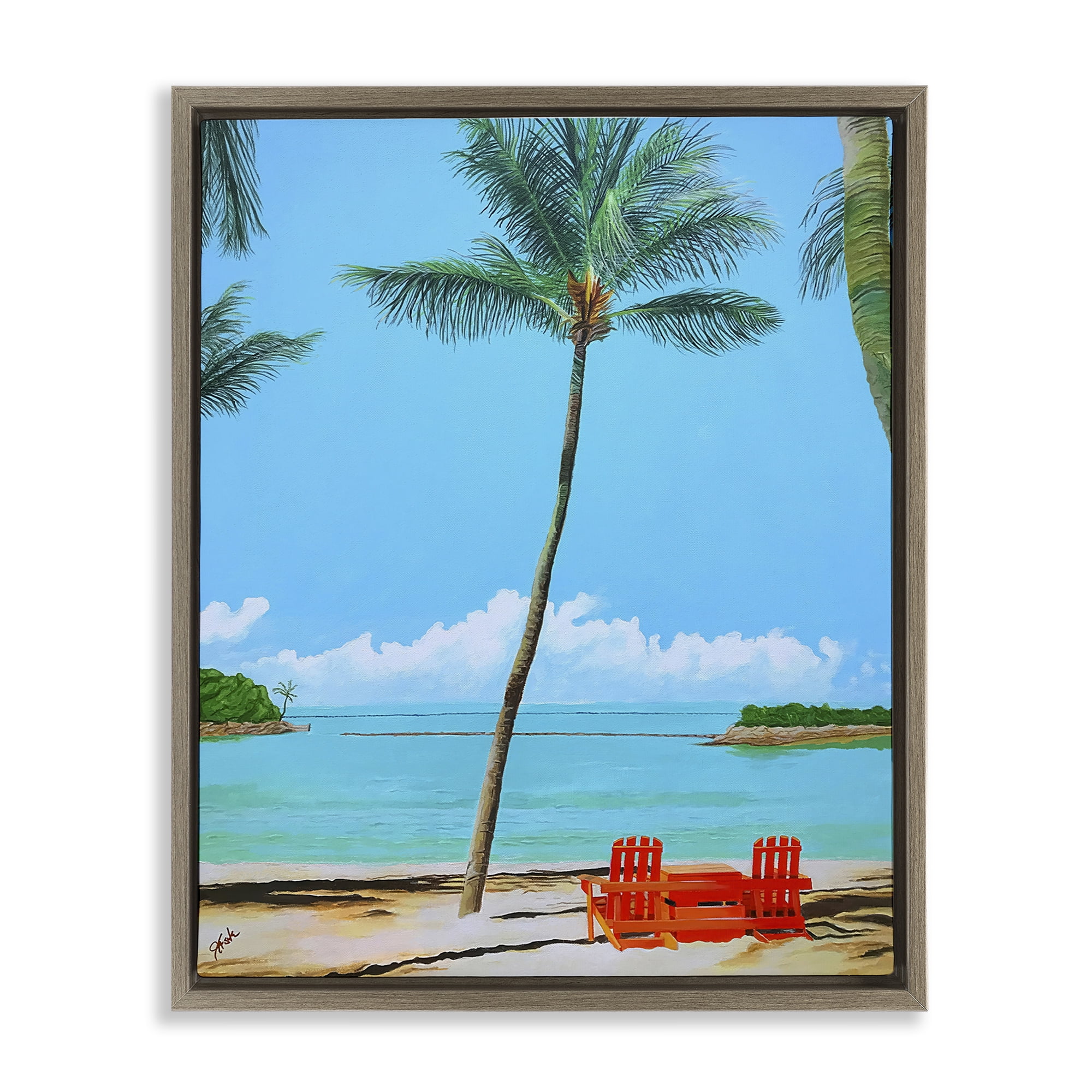 Stupell Industries Dreaming Of Palm Trees Brown Framed Floater Canvas Wall Art, design by John Jaster