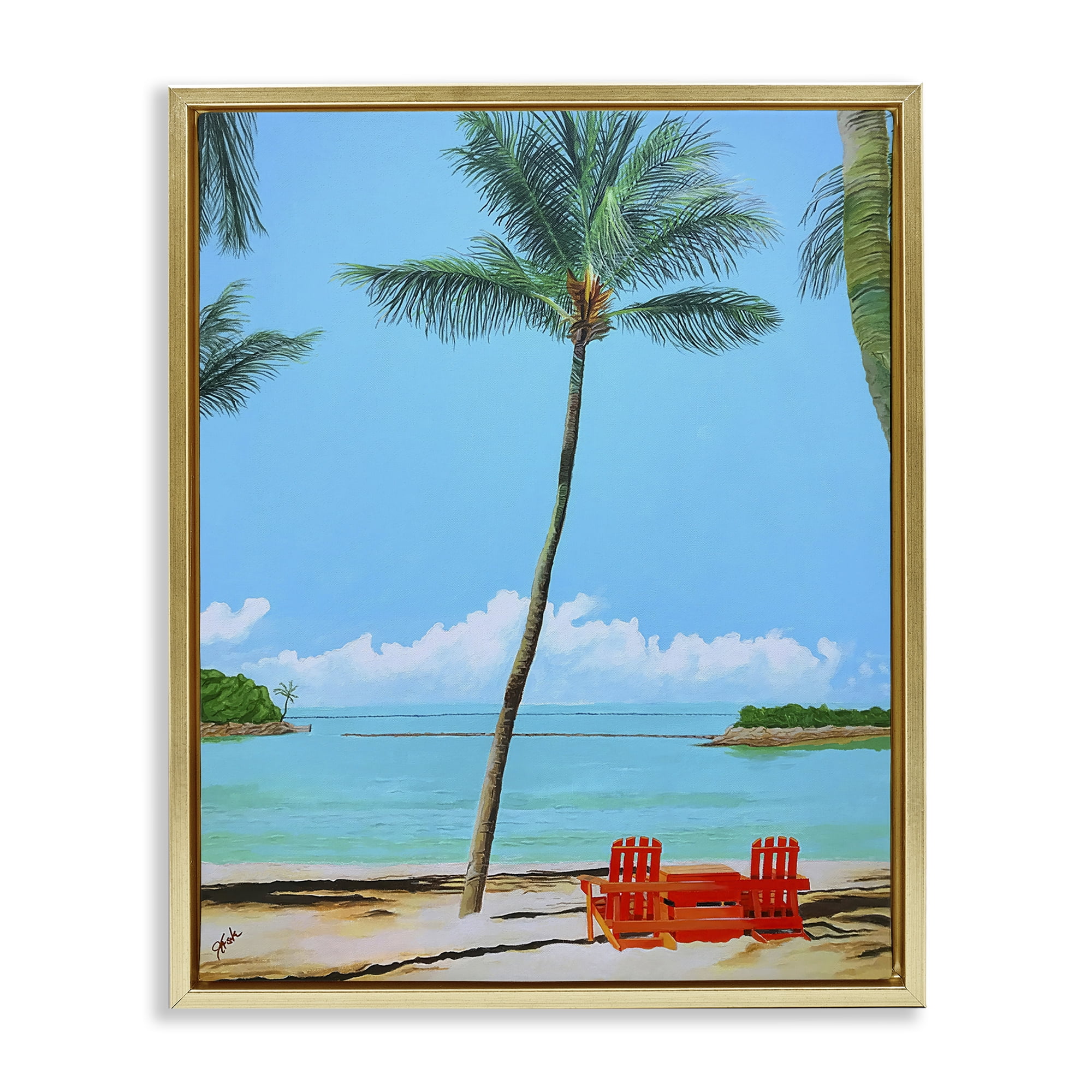 Stupell Industries Dreaming Of Palm Trees Gold Framed Floater Canvas Wall Art, design by John Jaster