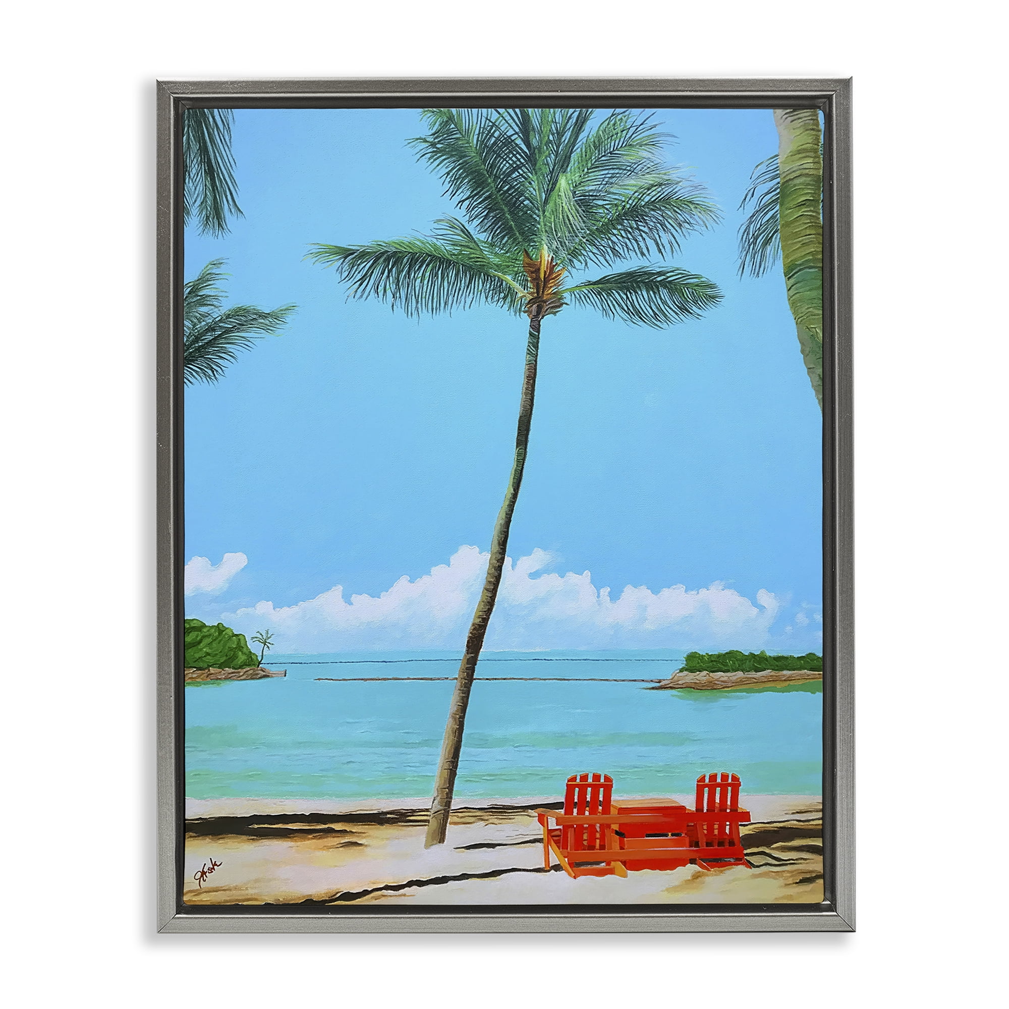 Stupell Industries Dreaming Of Palm Trees Gray Framed Floater Canvas Wall Art, design by John Jaster
