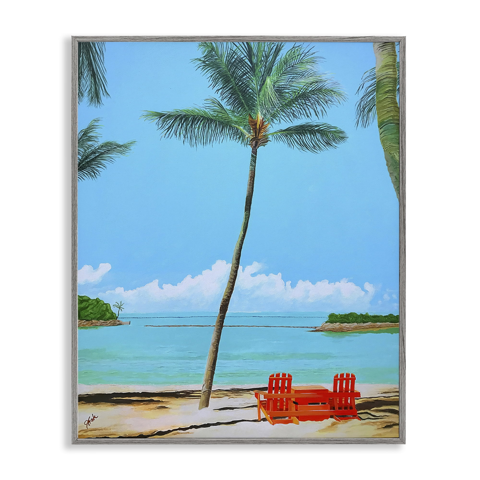 Stupell Industries Dreaming Of Palm Trees Gray Framed Giclee Art, design by John Jaster